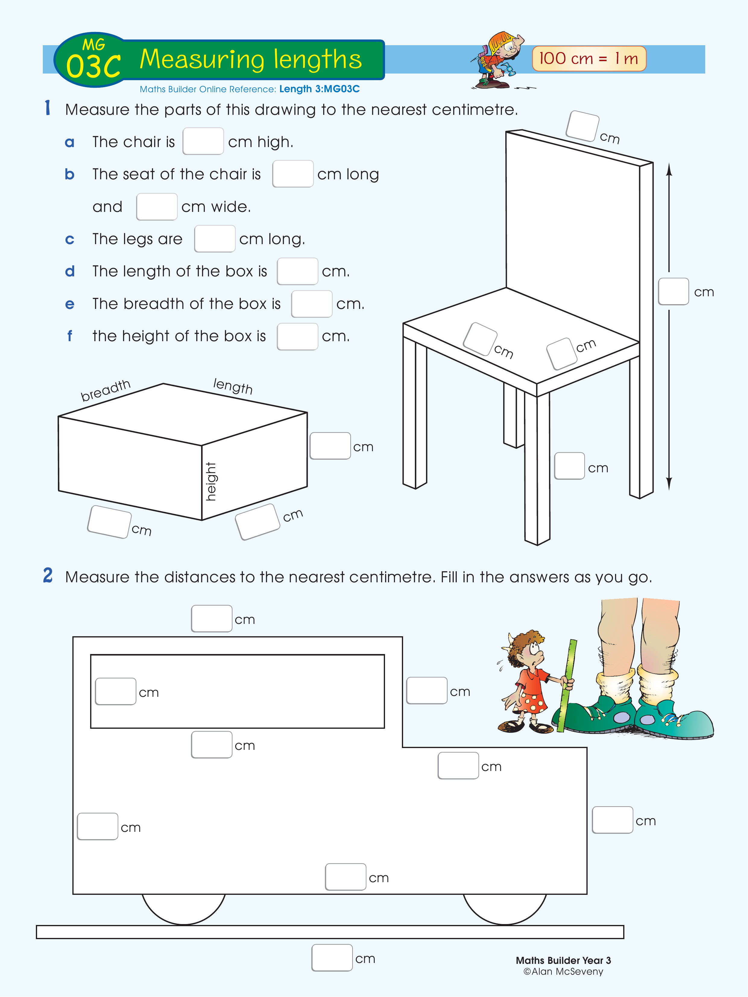 Measuring lengths — worksheet preview