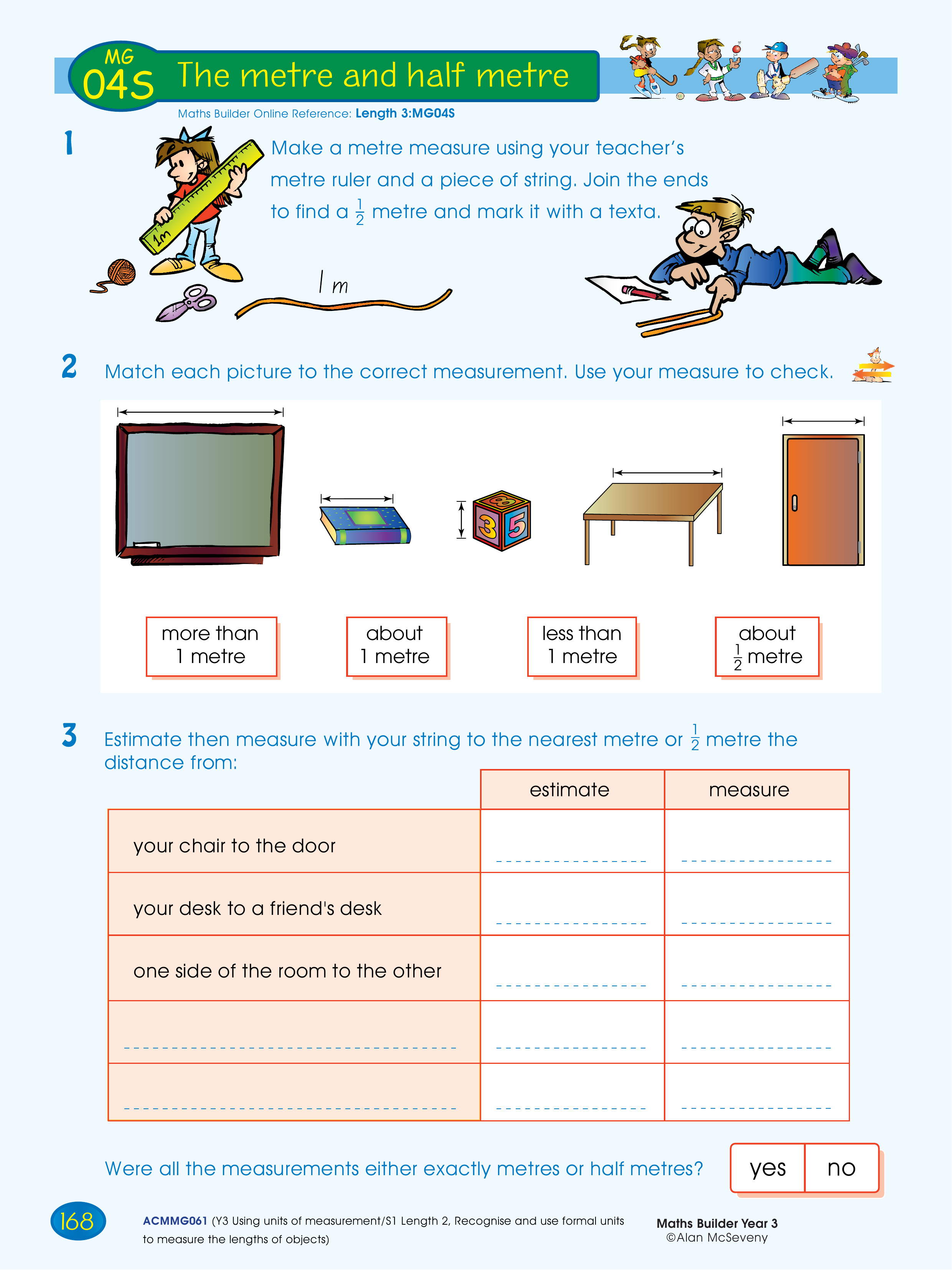 The metre and half metre — worksheet preview