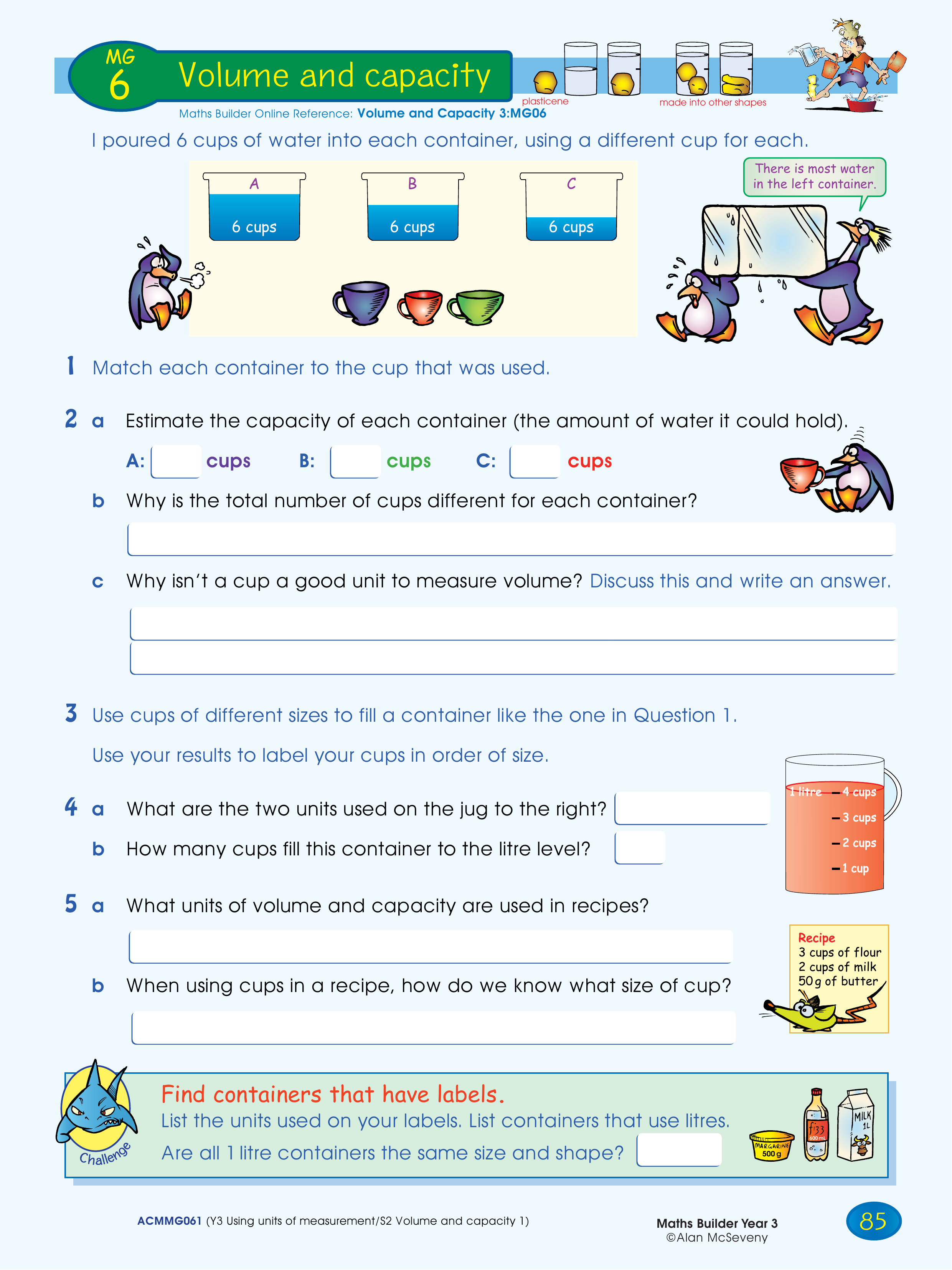 Volume and capacity — worksheet preview