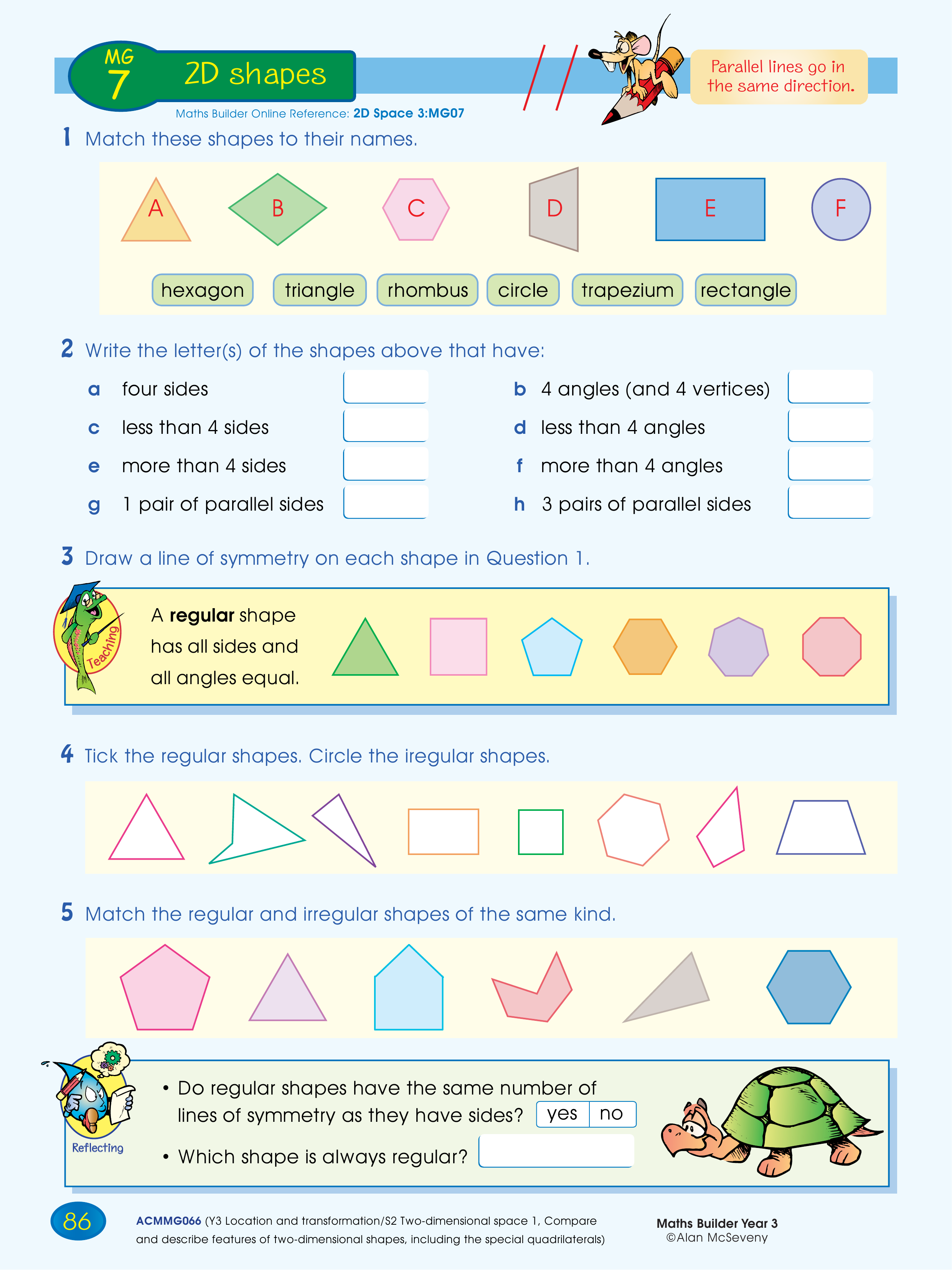 2D shapes — worksheet preview