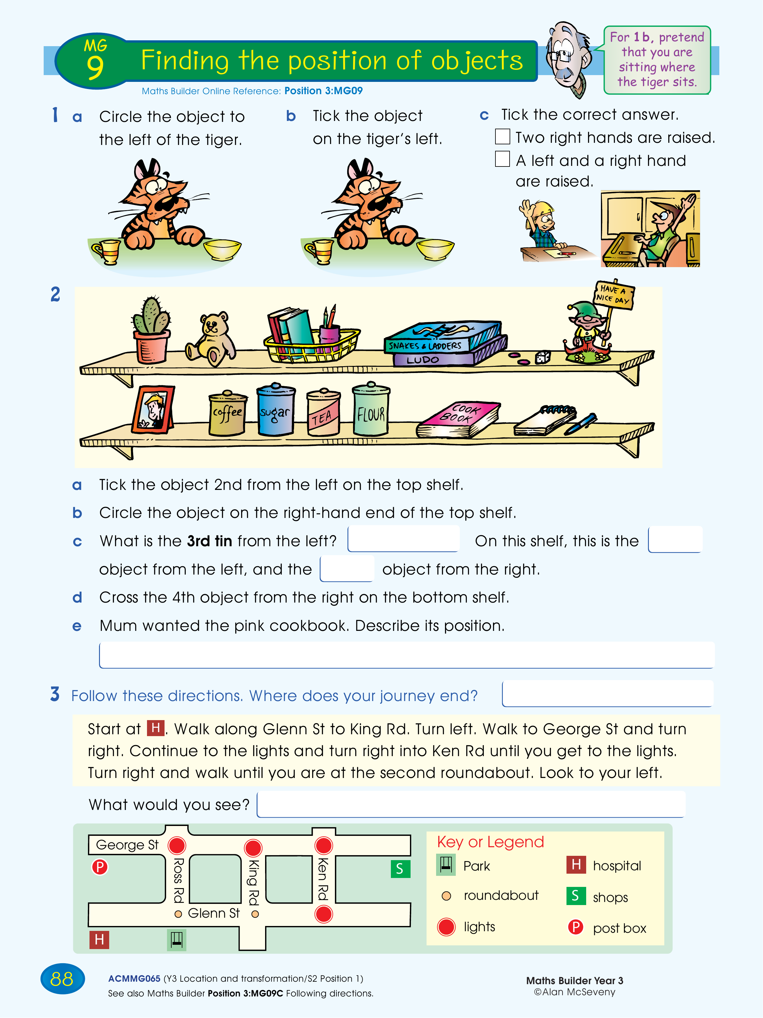 Finding the position of objects — worksheet preview