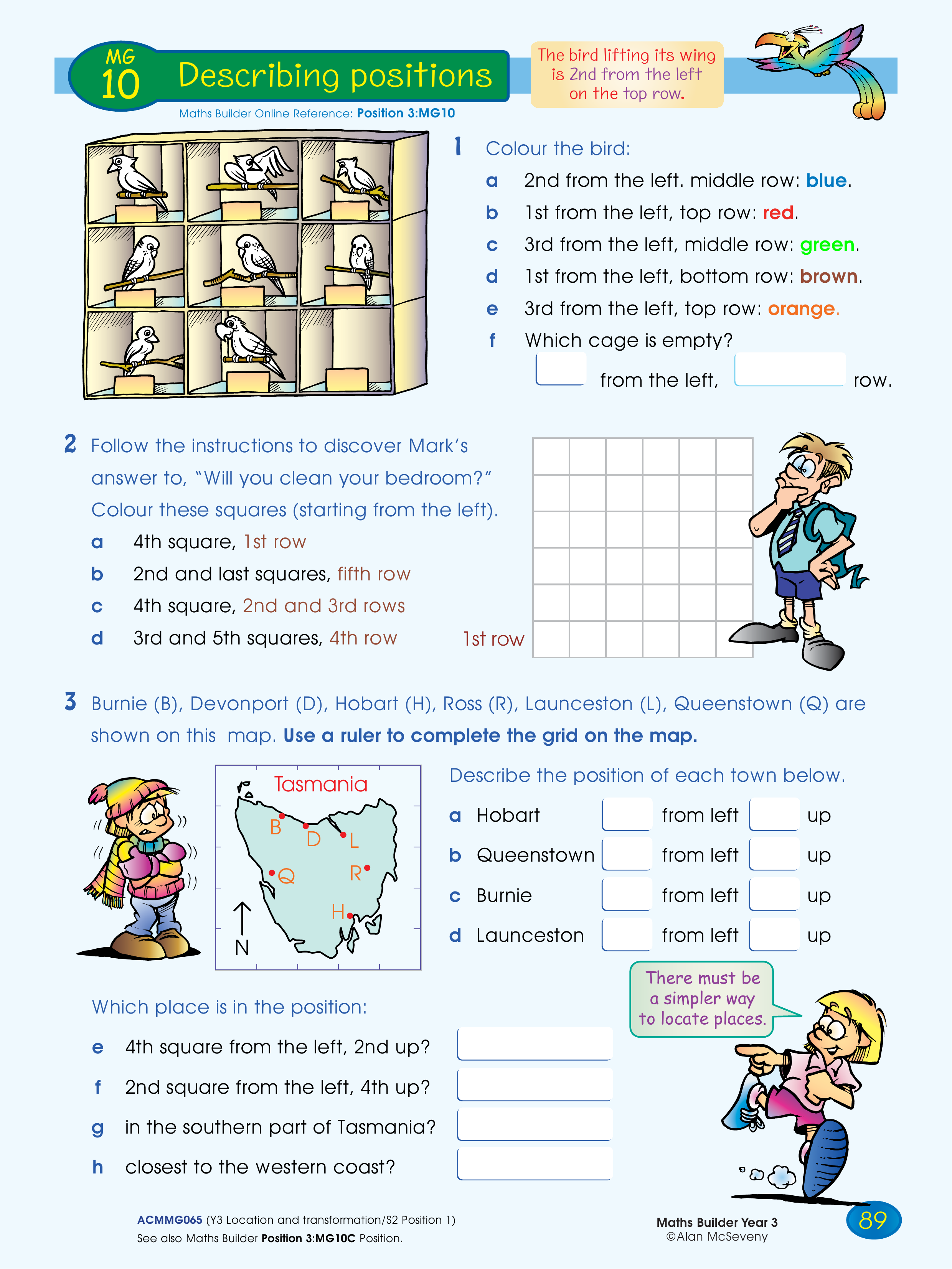Describing positions — worksheet preview