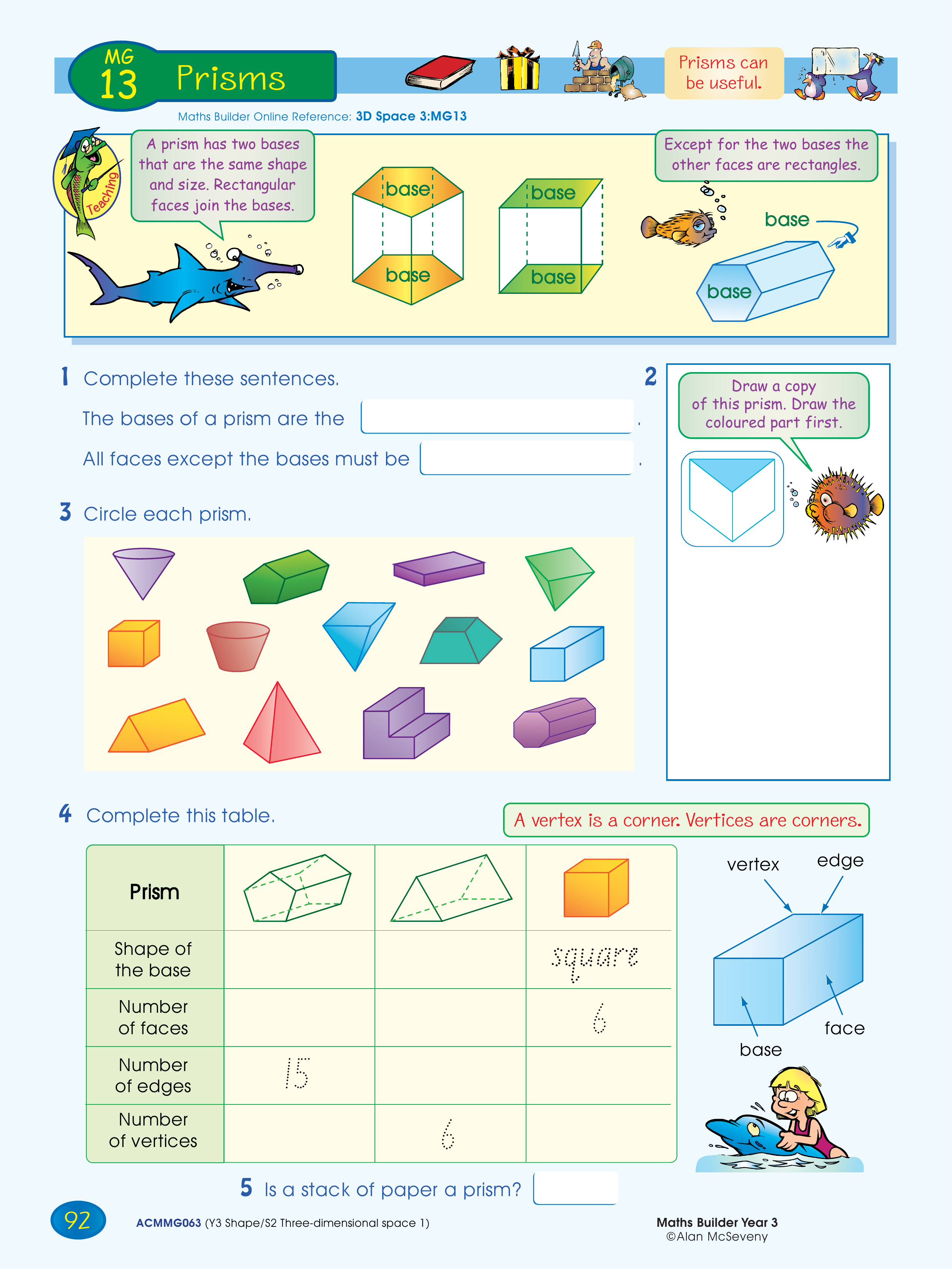 Prisms — worksheet preview