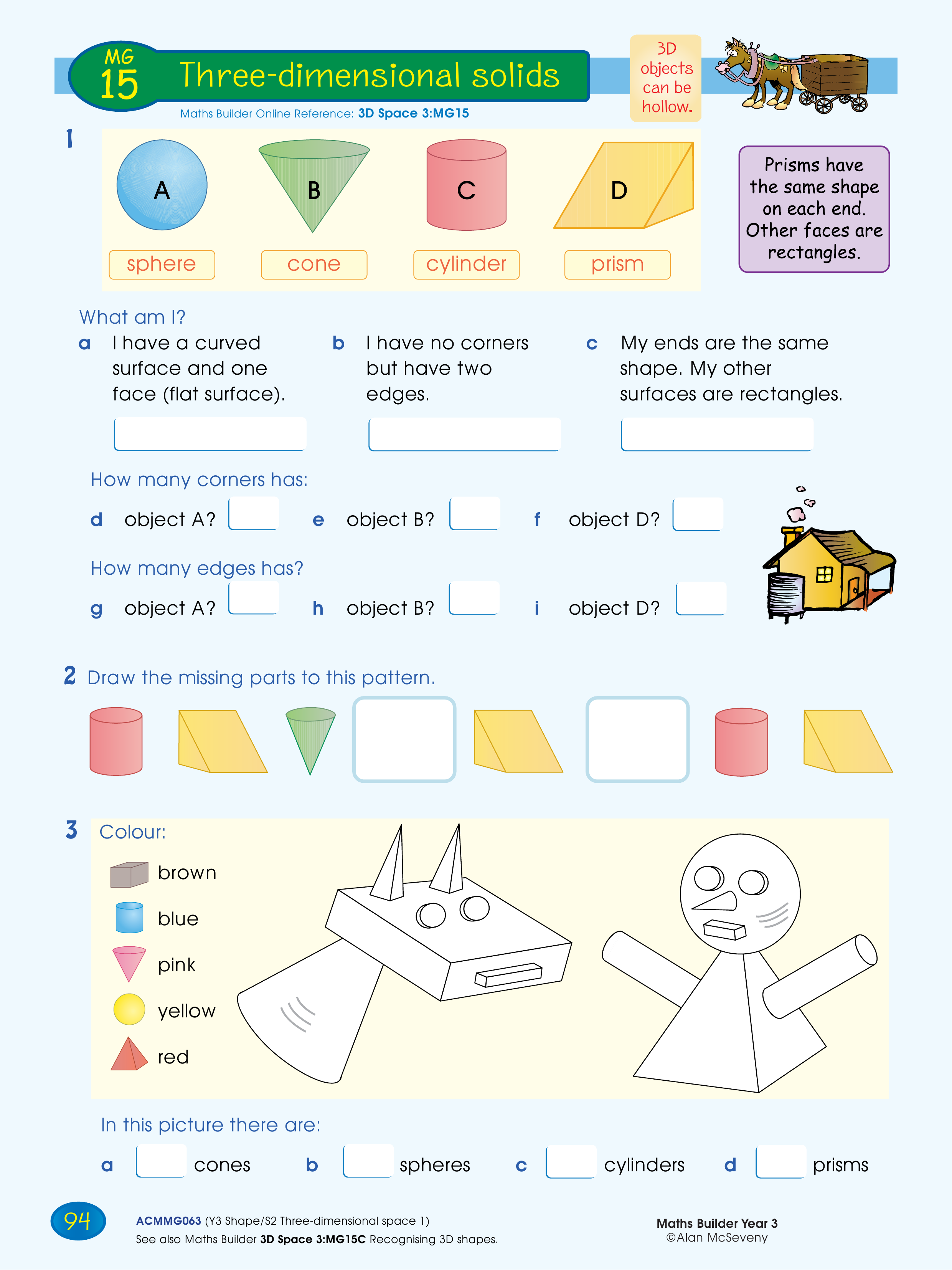 Three-dimensional solids — worksheet preview