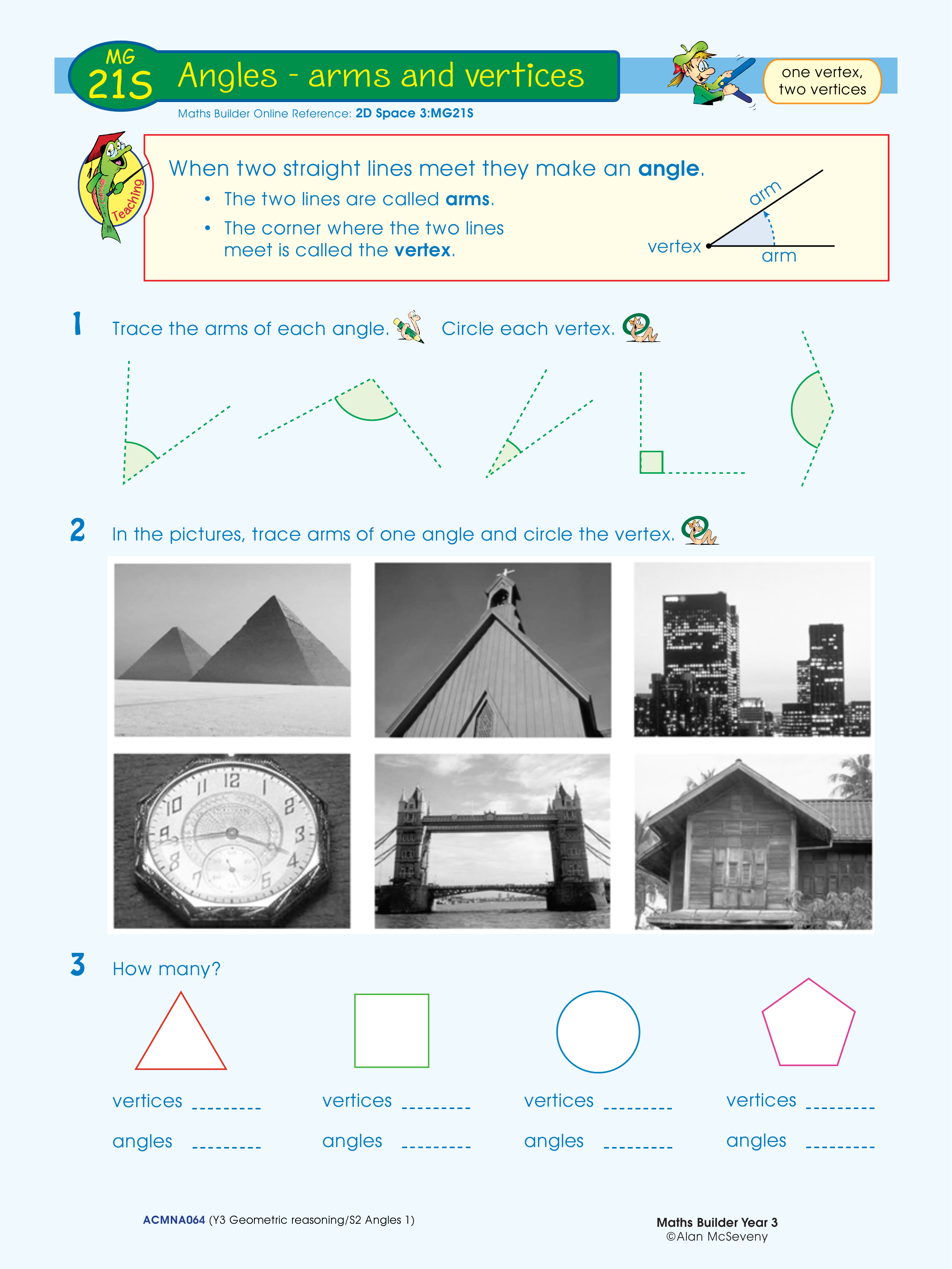 Angles - arms and vertices — worksheet preview