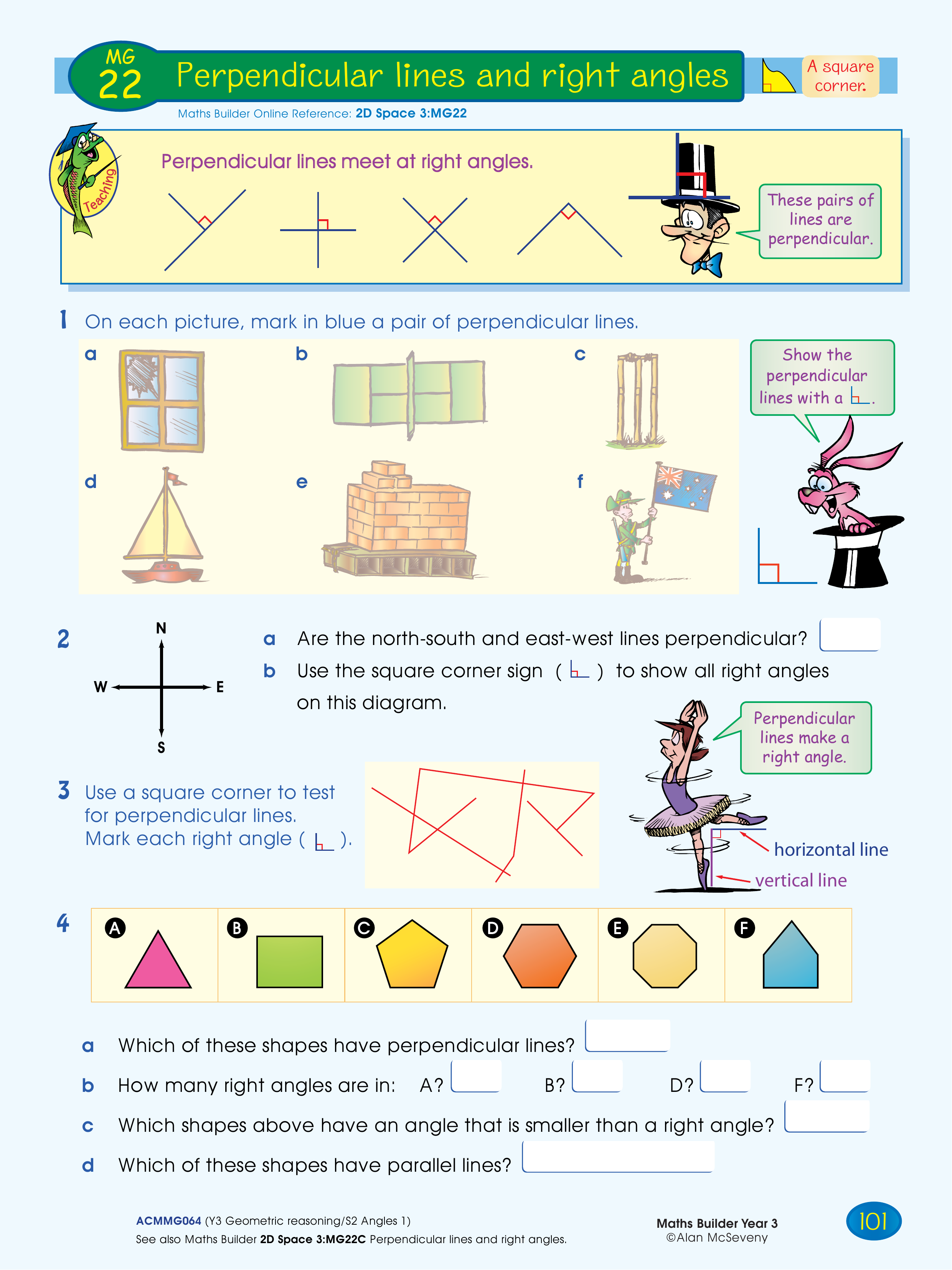 Perpendicular lines and right angles — worksheet preview