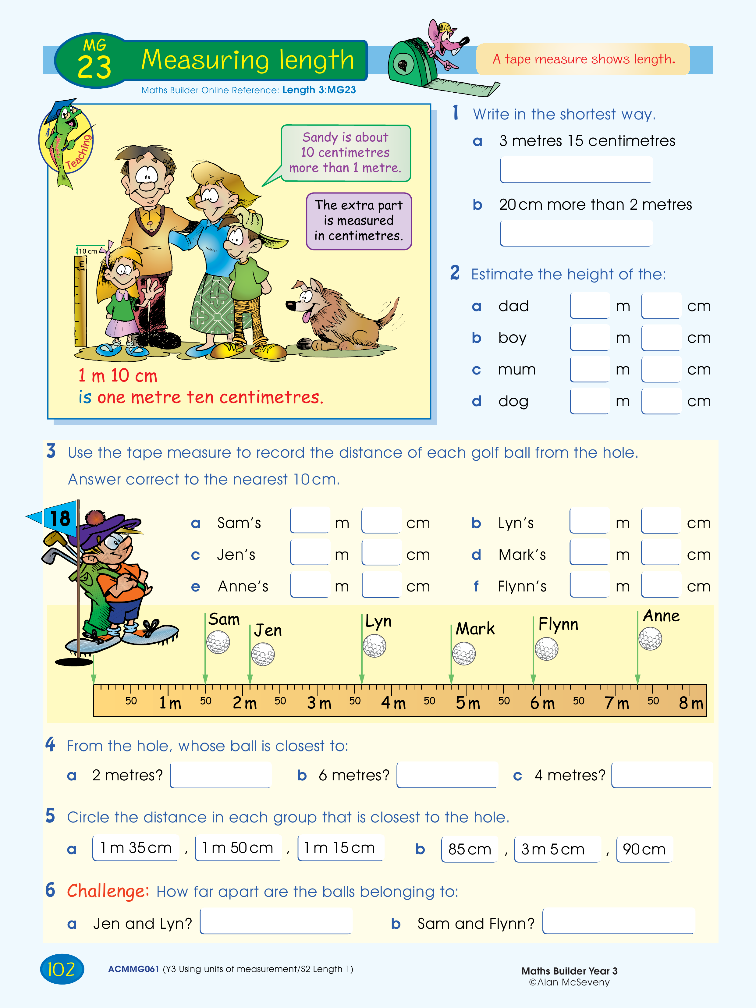 Measuring length — worksheet preview