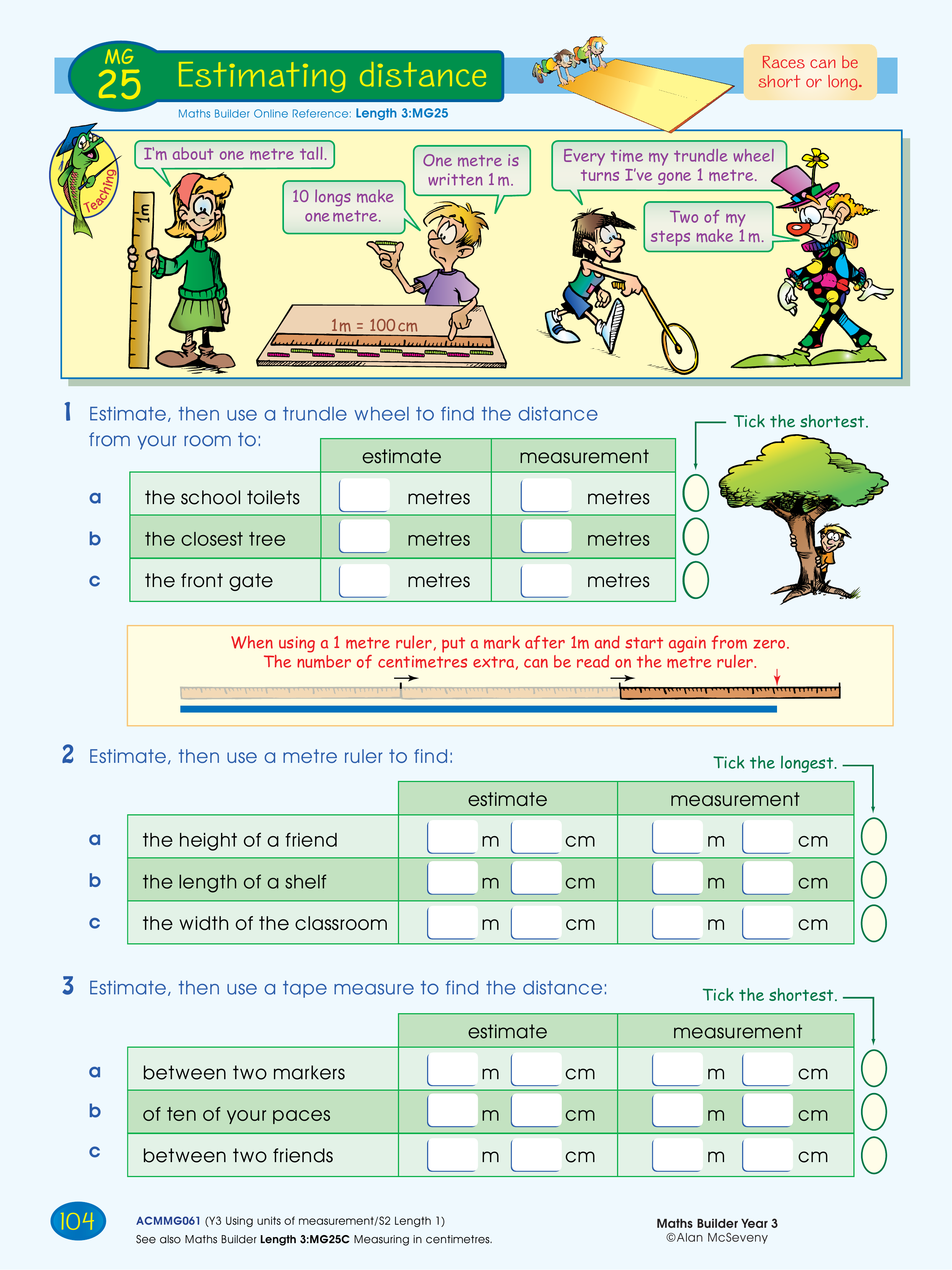 Estimating distance — worksheet preview