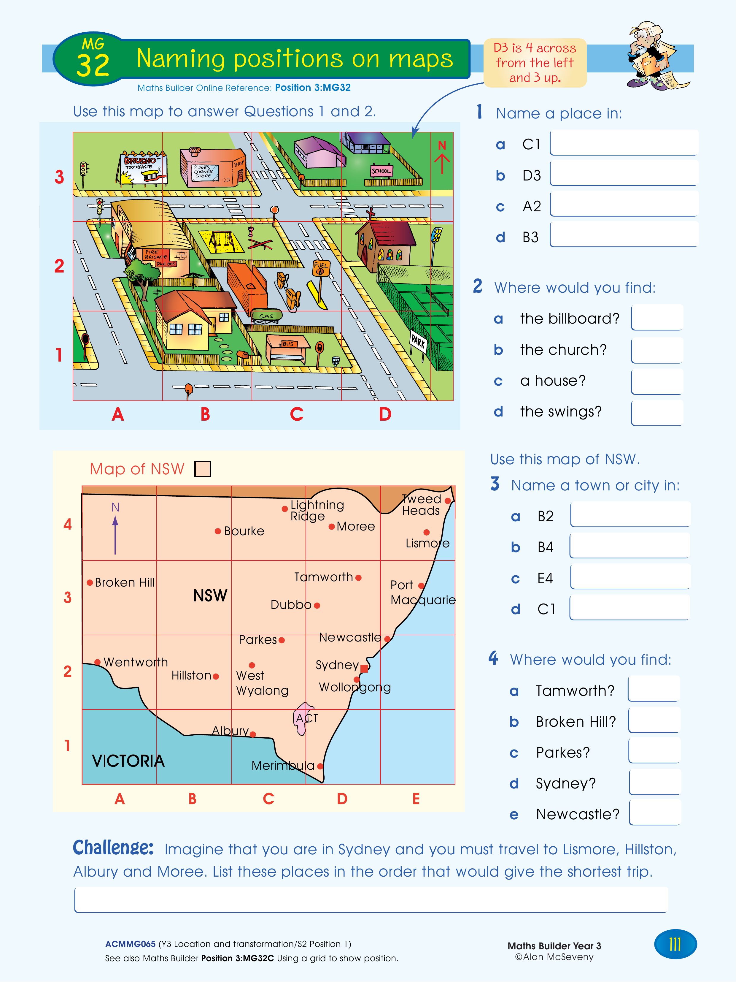 Naming positions on maps — worksheet preview