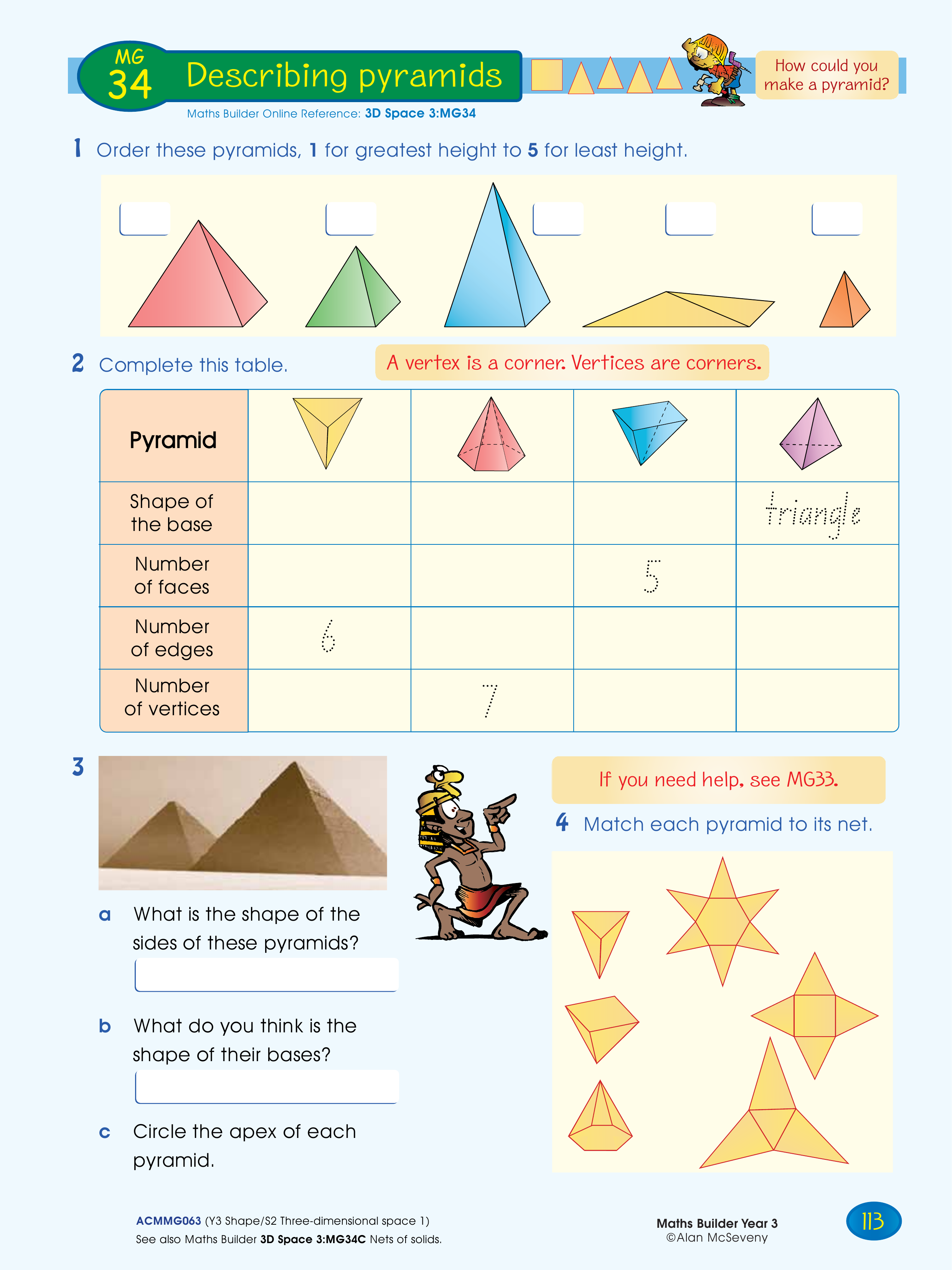 Describing pyramids — worksheet preview