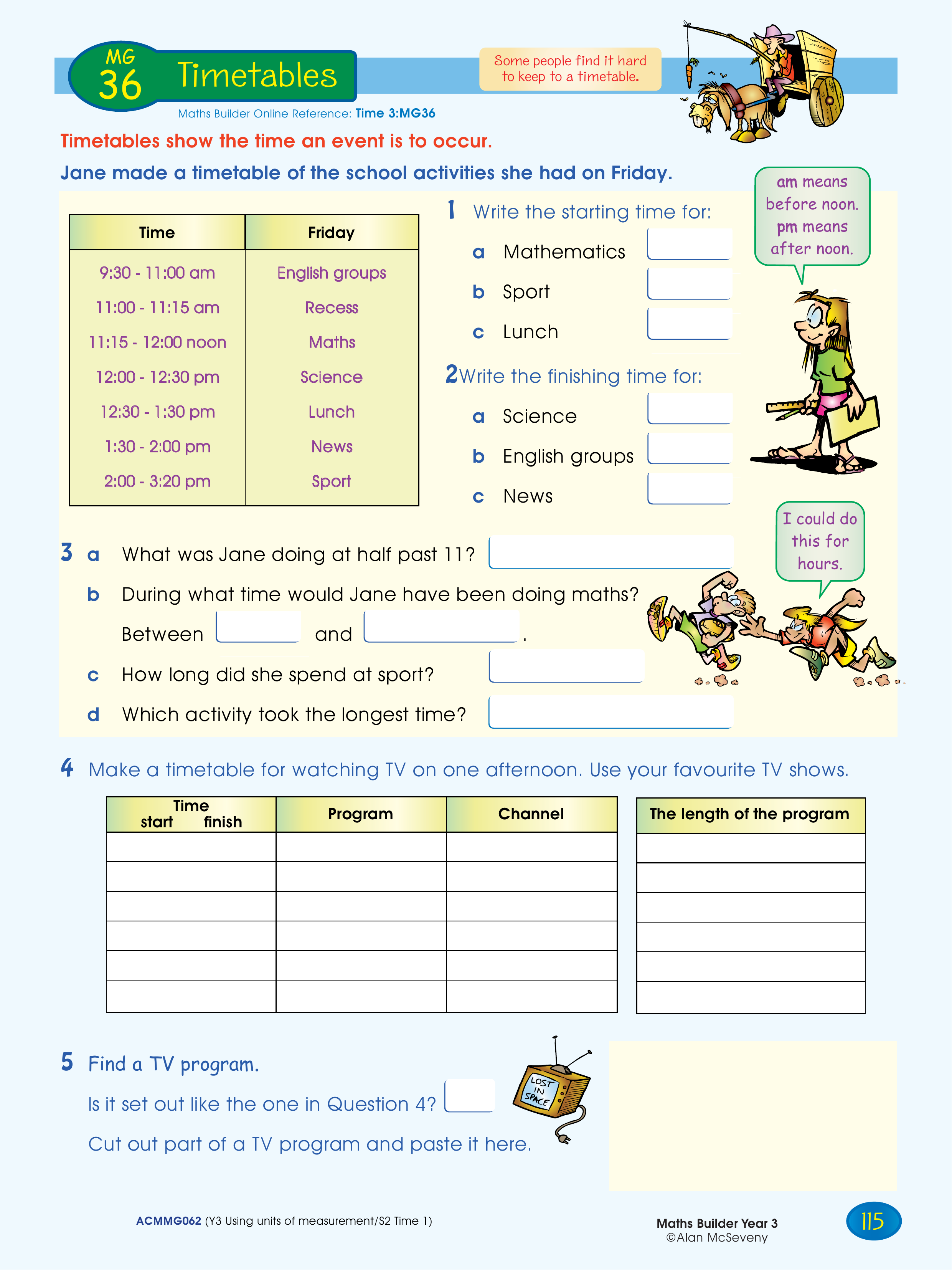 Timetables — worksheet preview