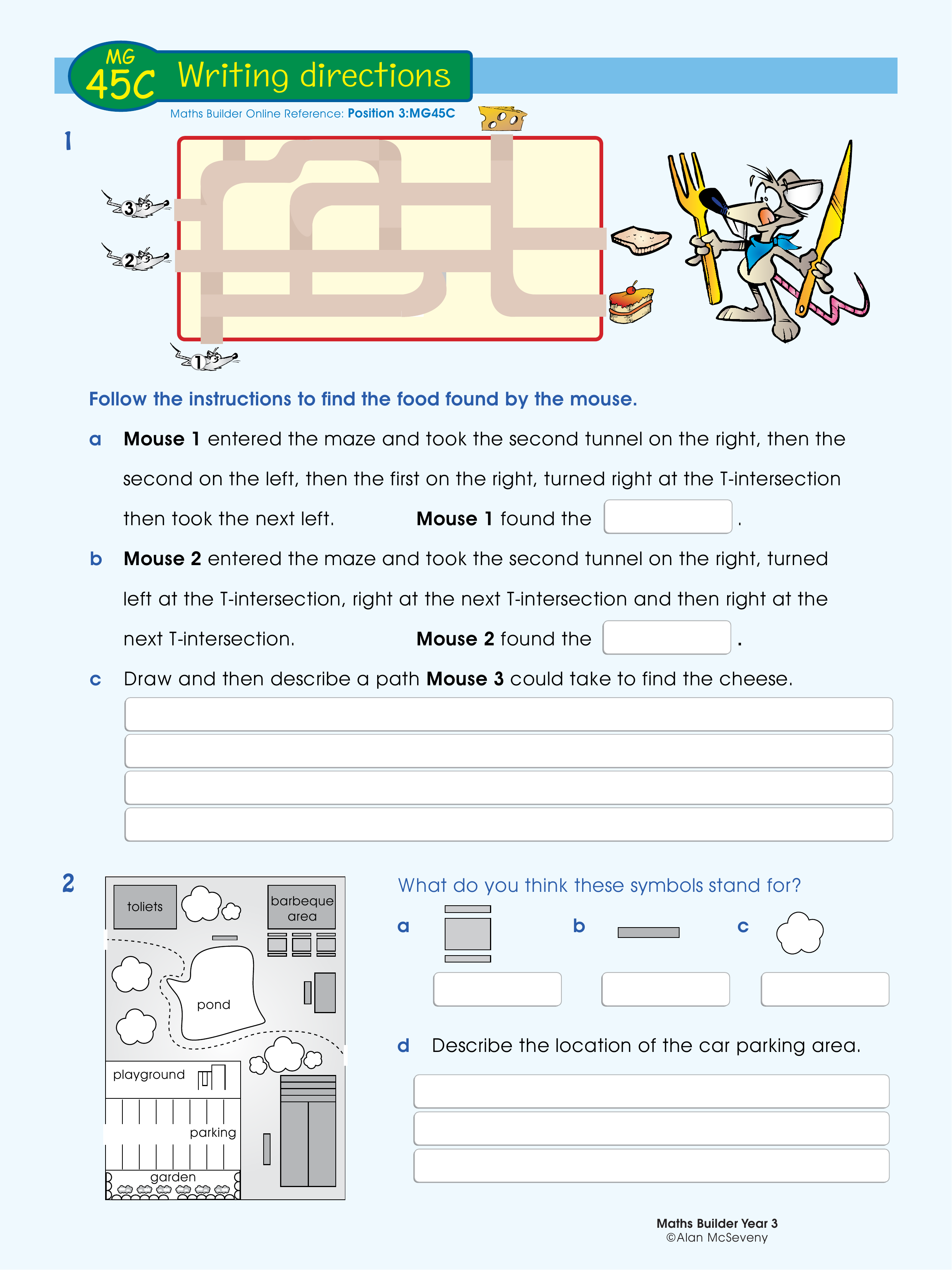 Writing directions — worksheet preview