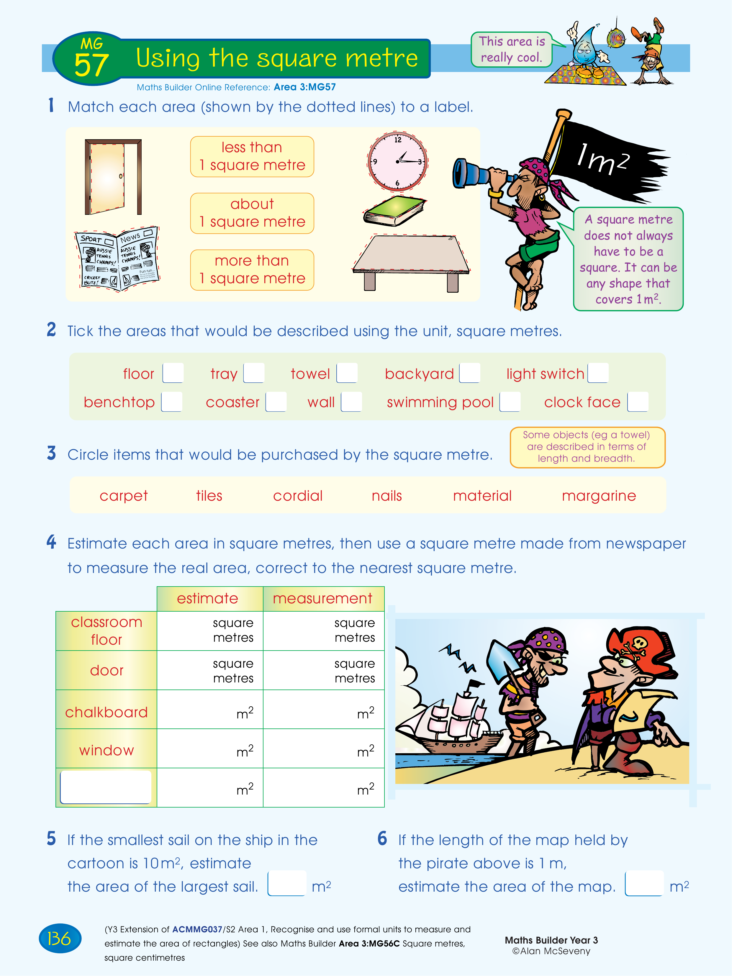 Using the square metre — worksheet preview