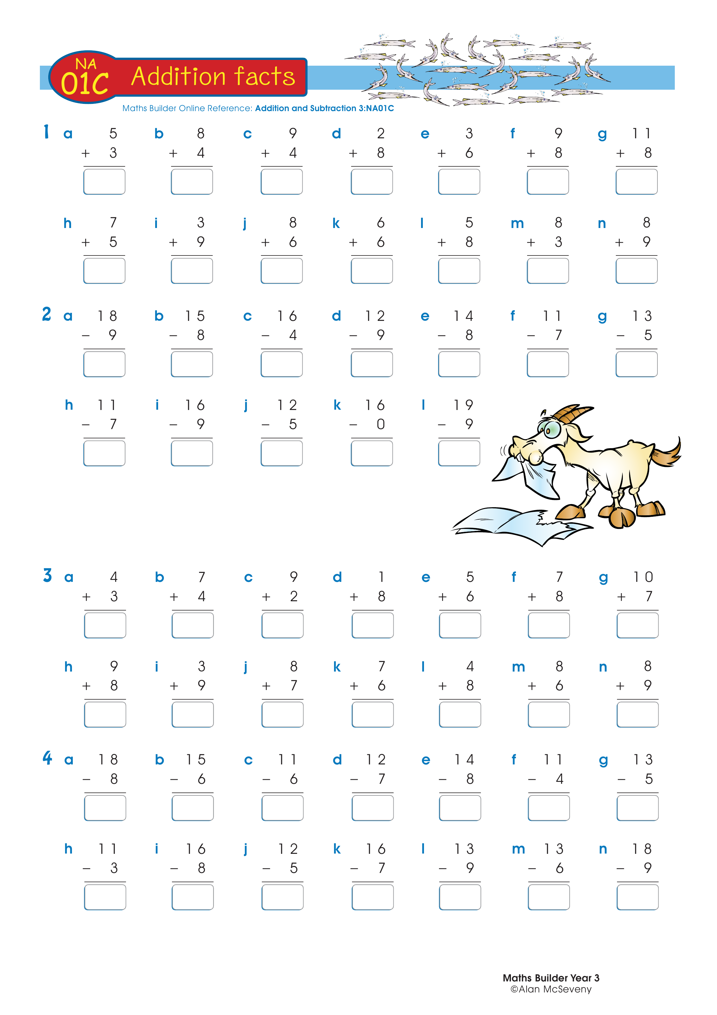 Addition facts — worksheet preview