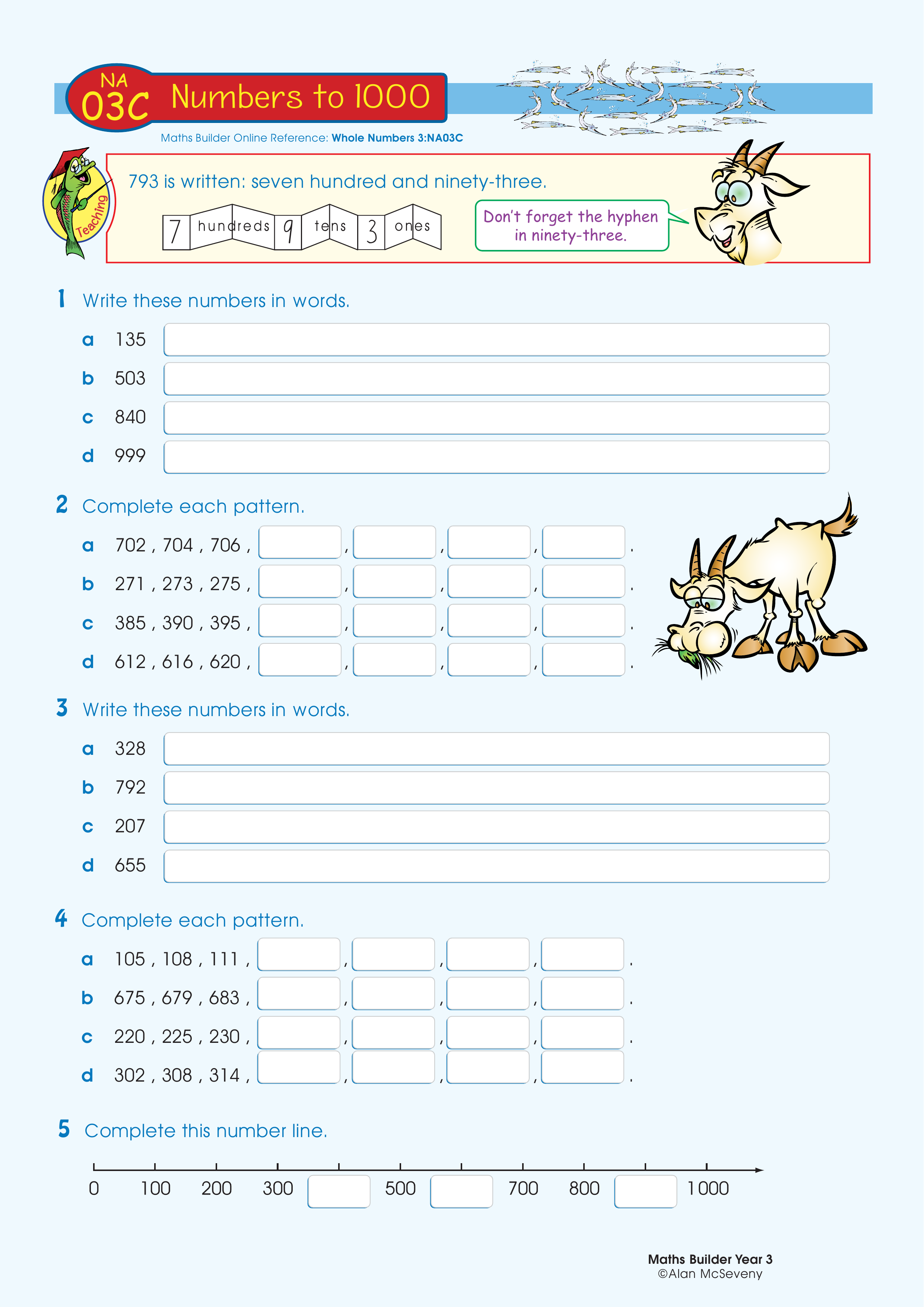 Numbers to 1000 — worksheet preview