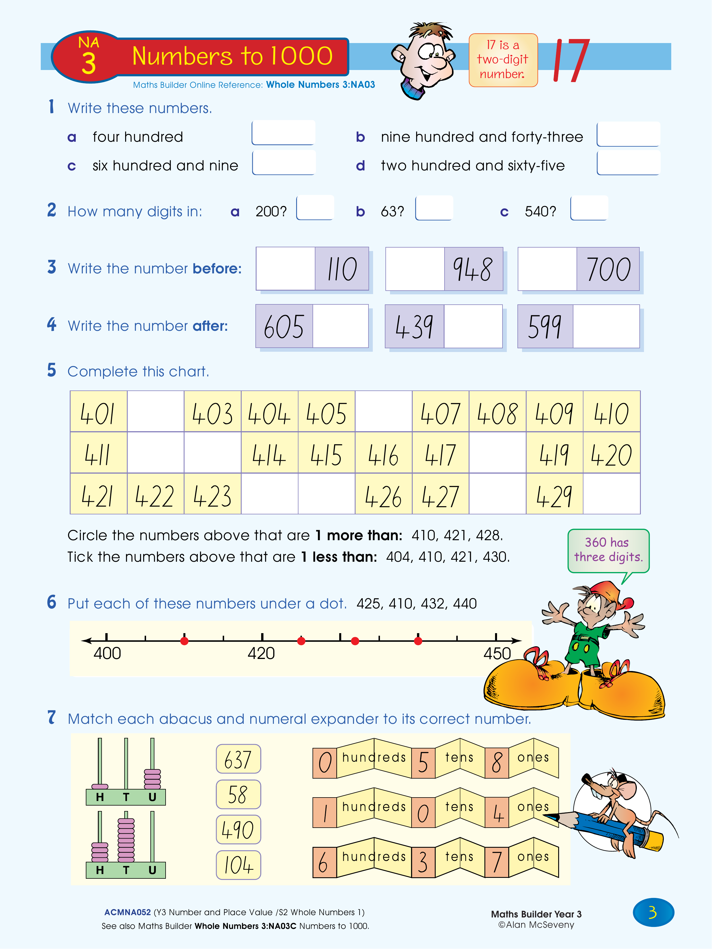 Numbers to 1000 — worksheet preview