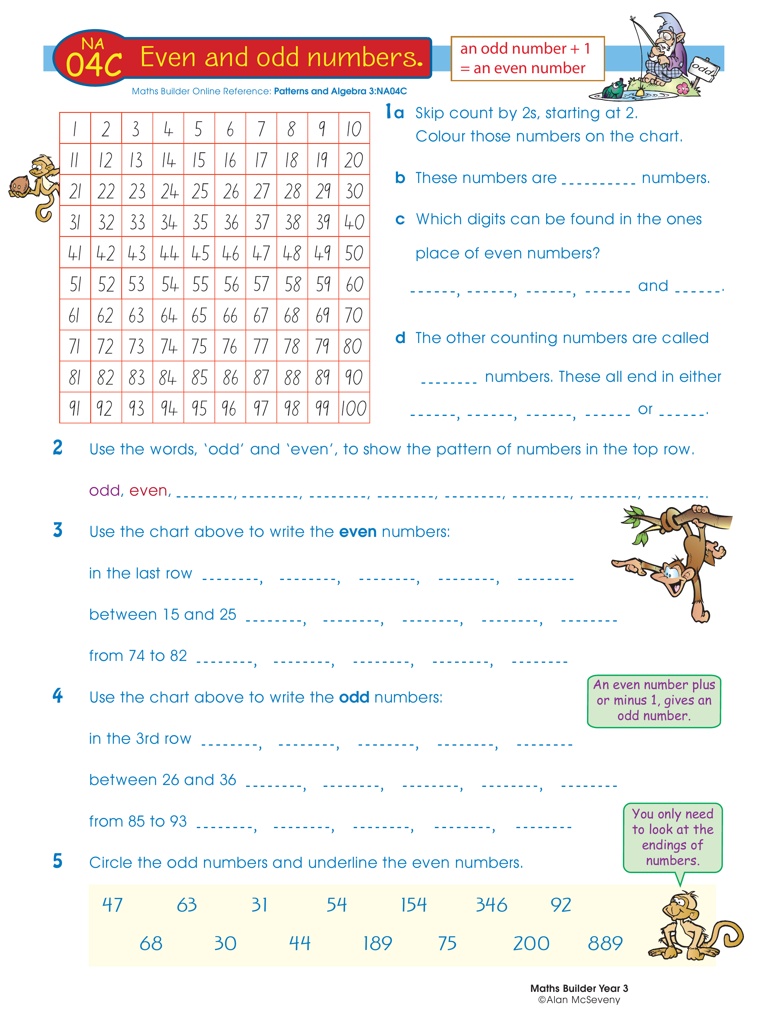 Even and odd numbers — worksheet preview