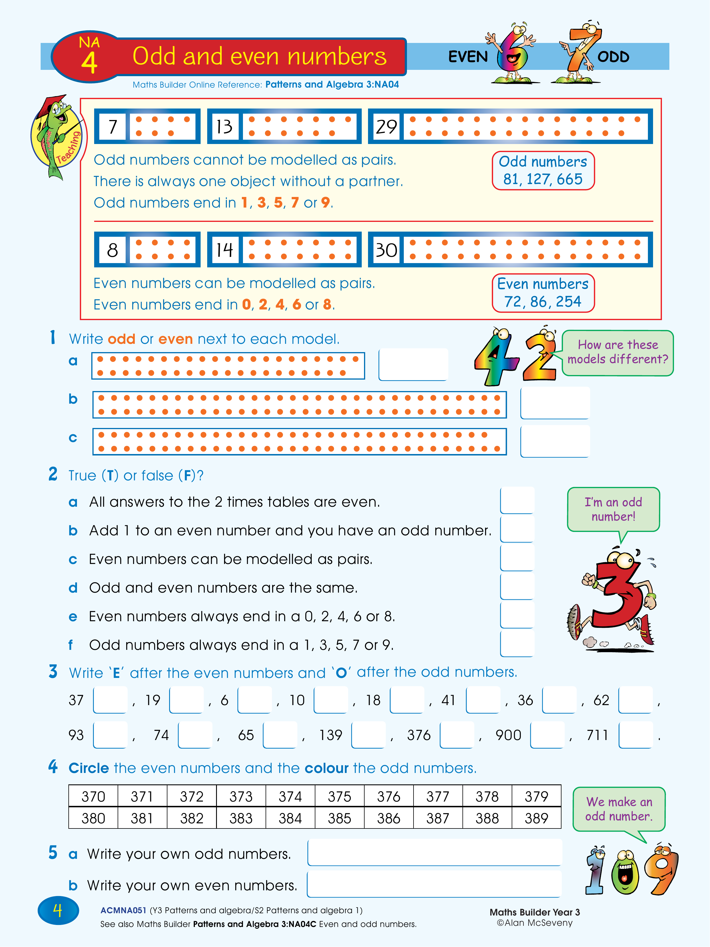 Odd and even numbers — worksheet preview
