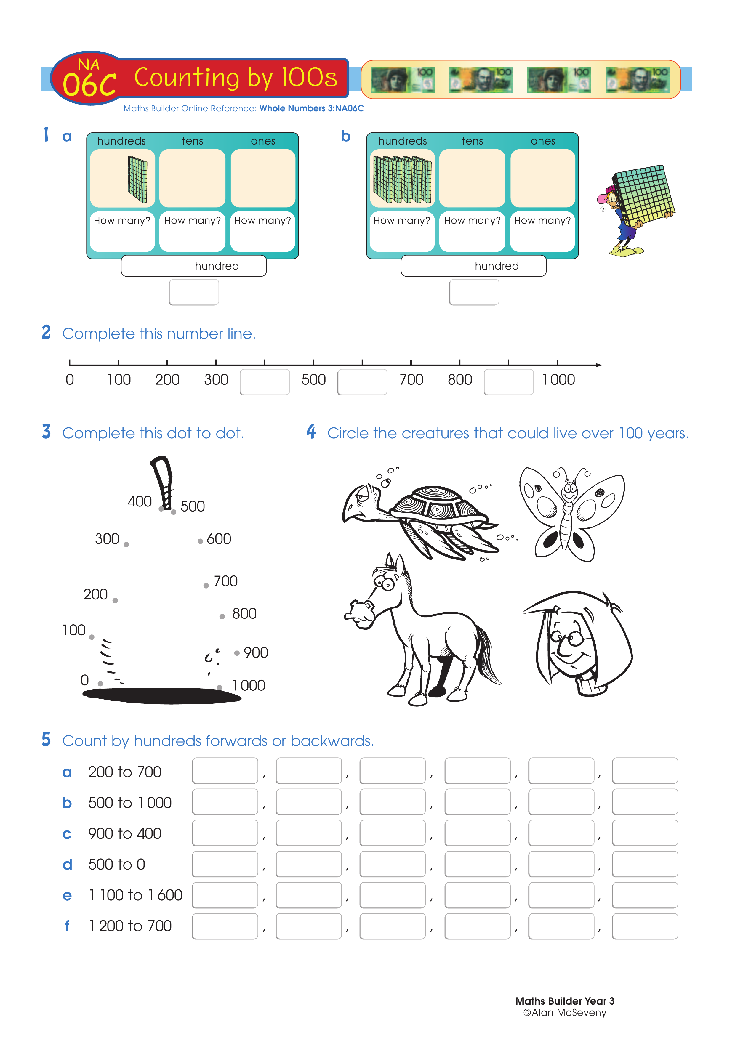 Counting by 100s — worksheet preview