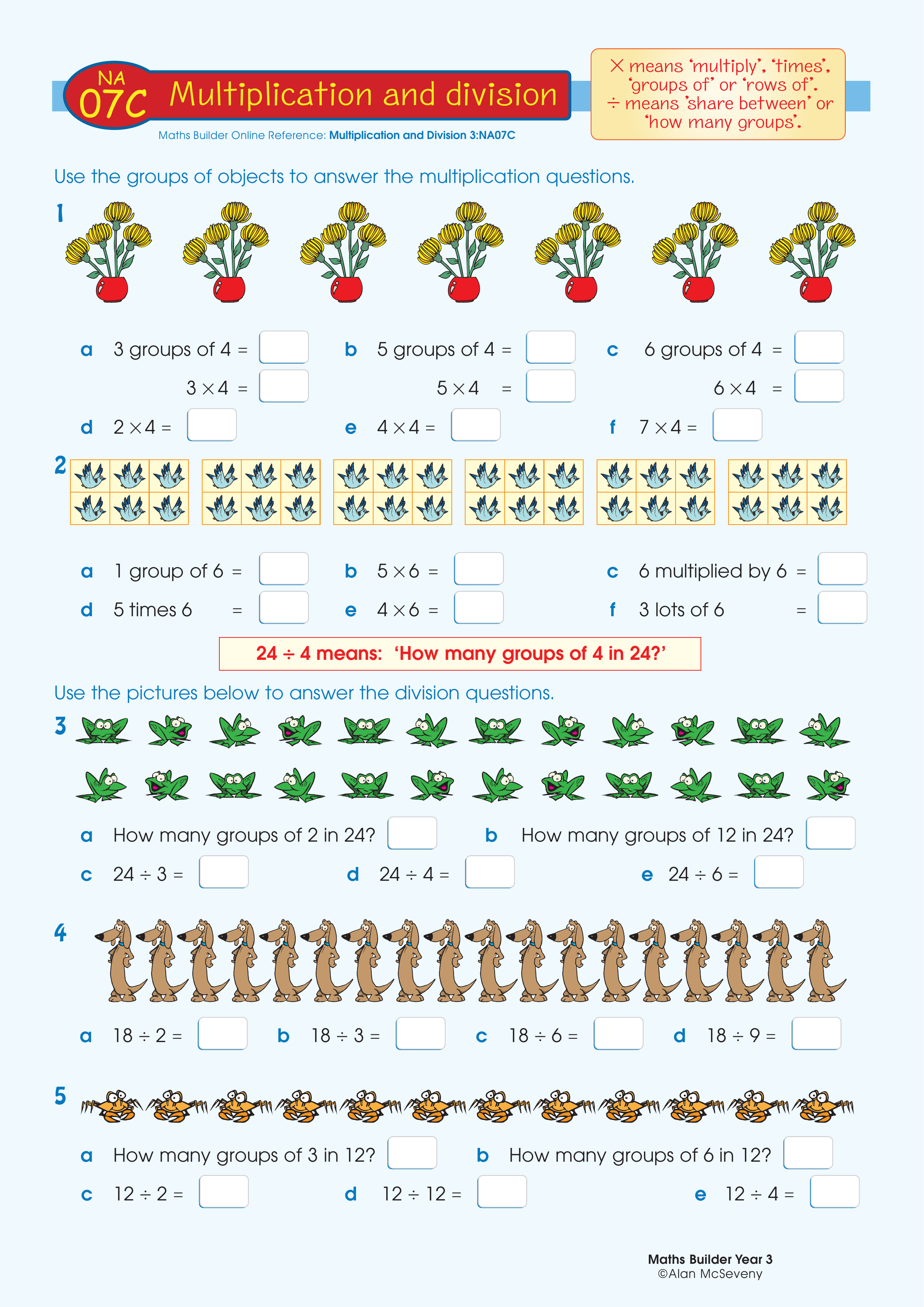 Multiplication and division — worksheet preview