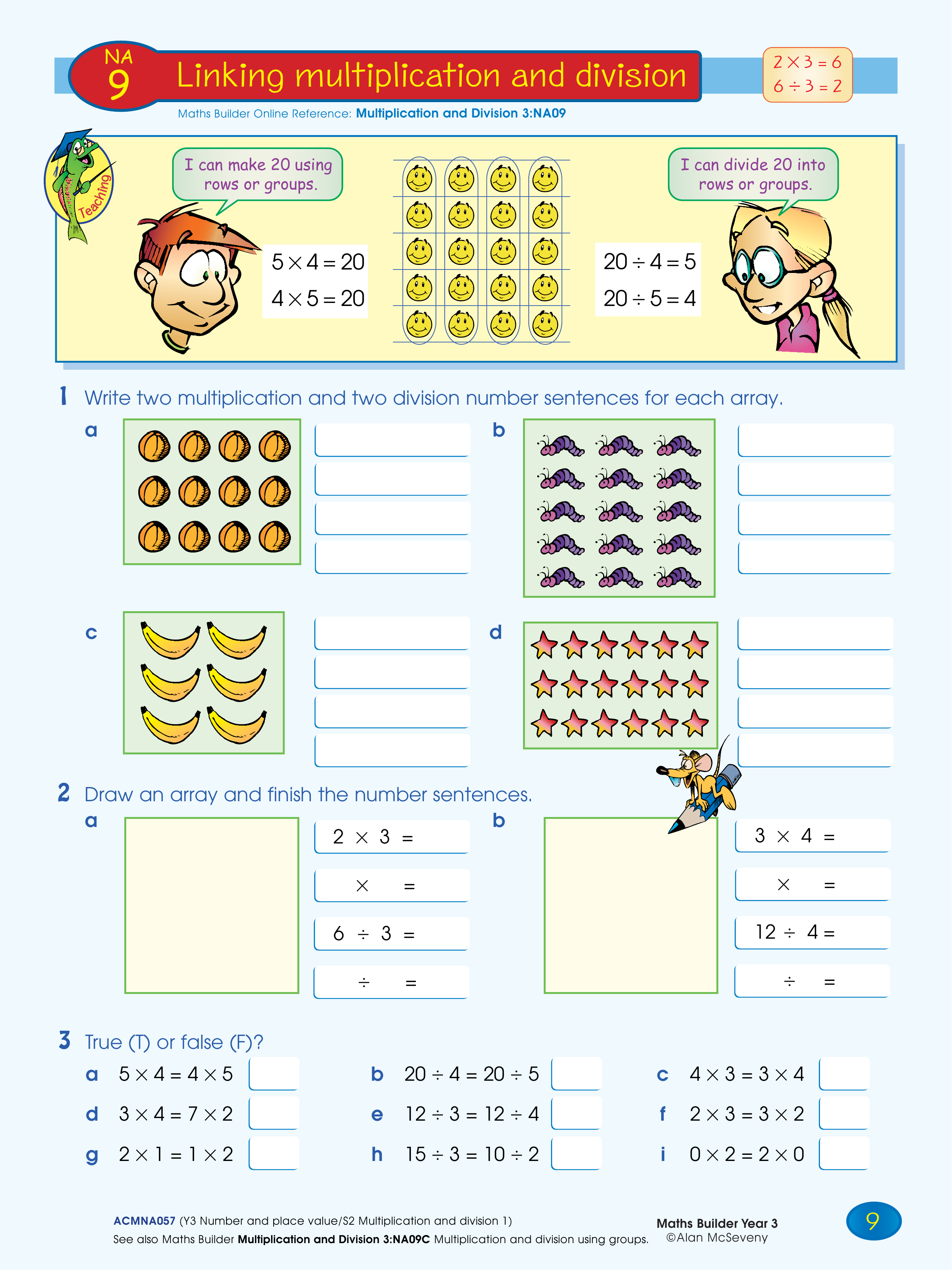 Linking multiplication and division — worksheet preview