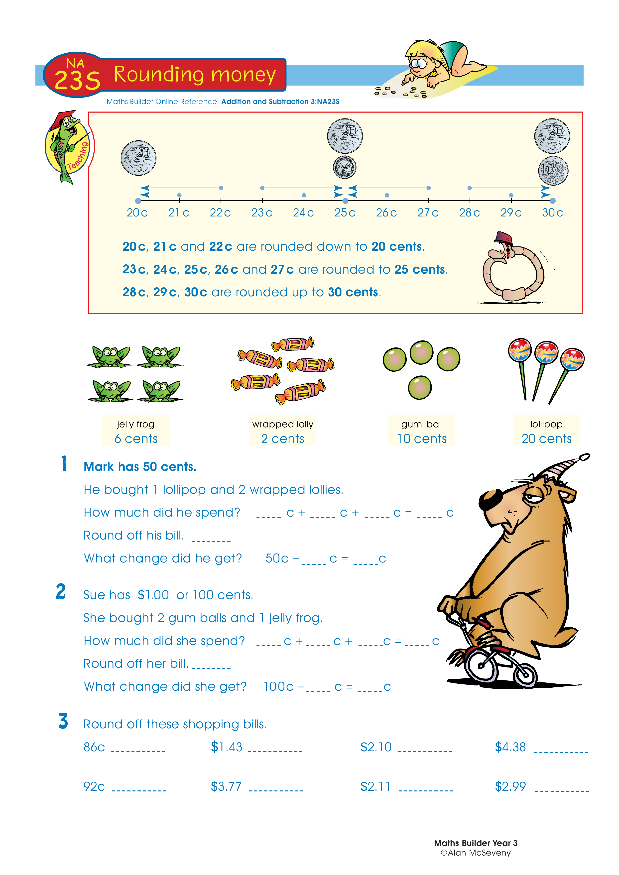 Rounding money — worksheet preview