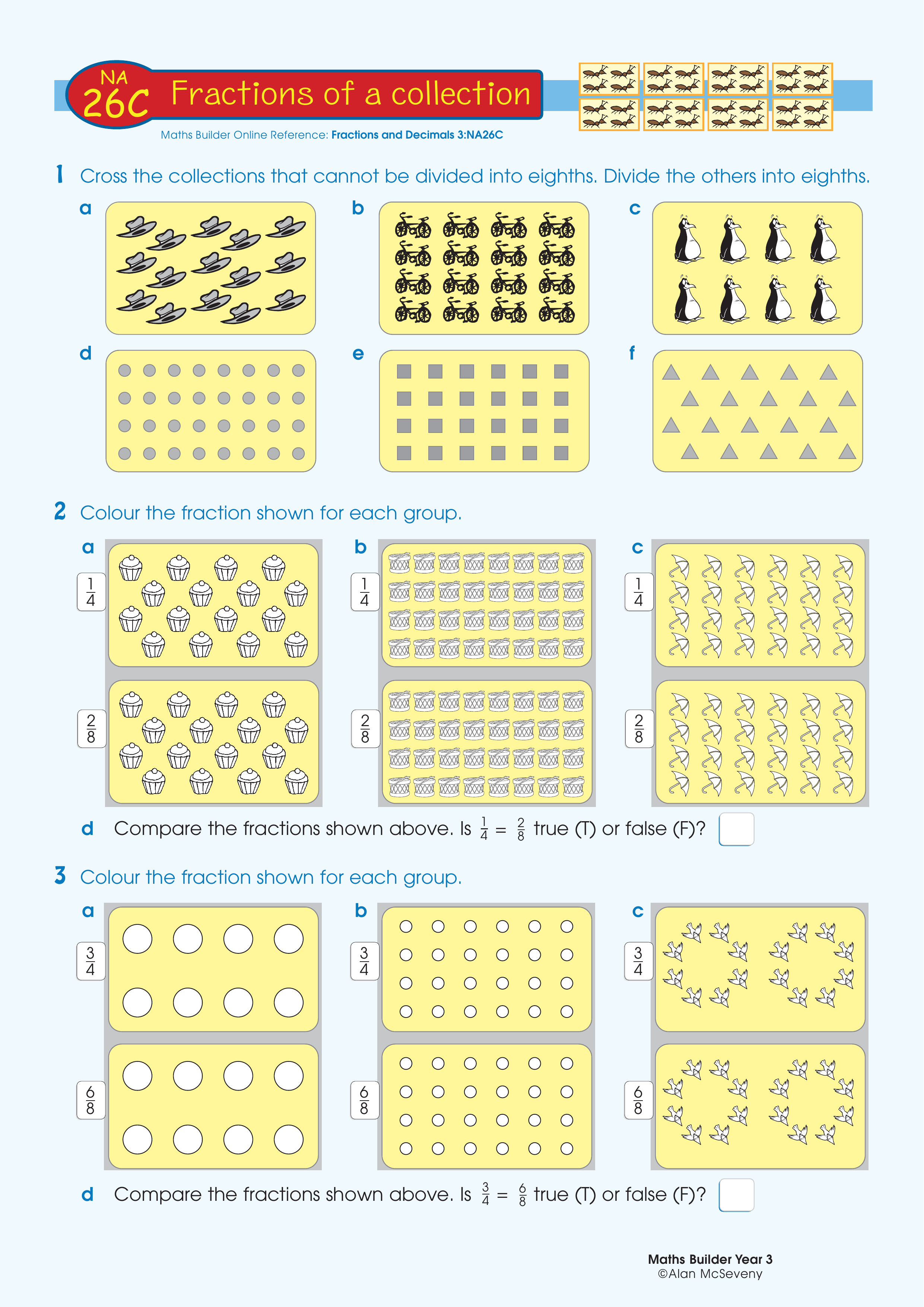Fractions of a collection — worksheet preview