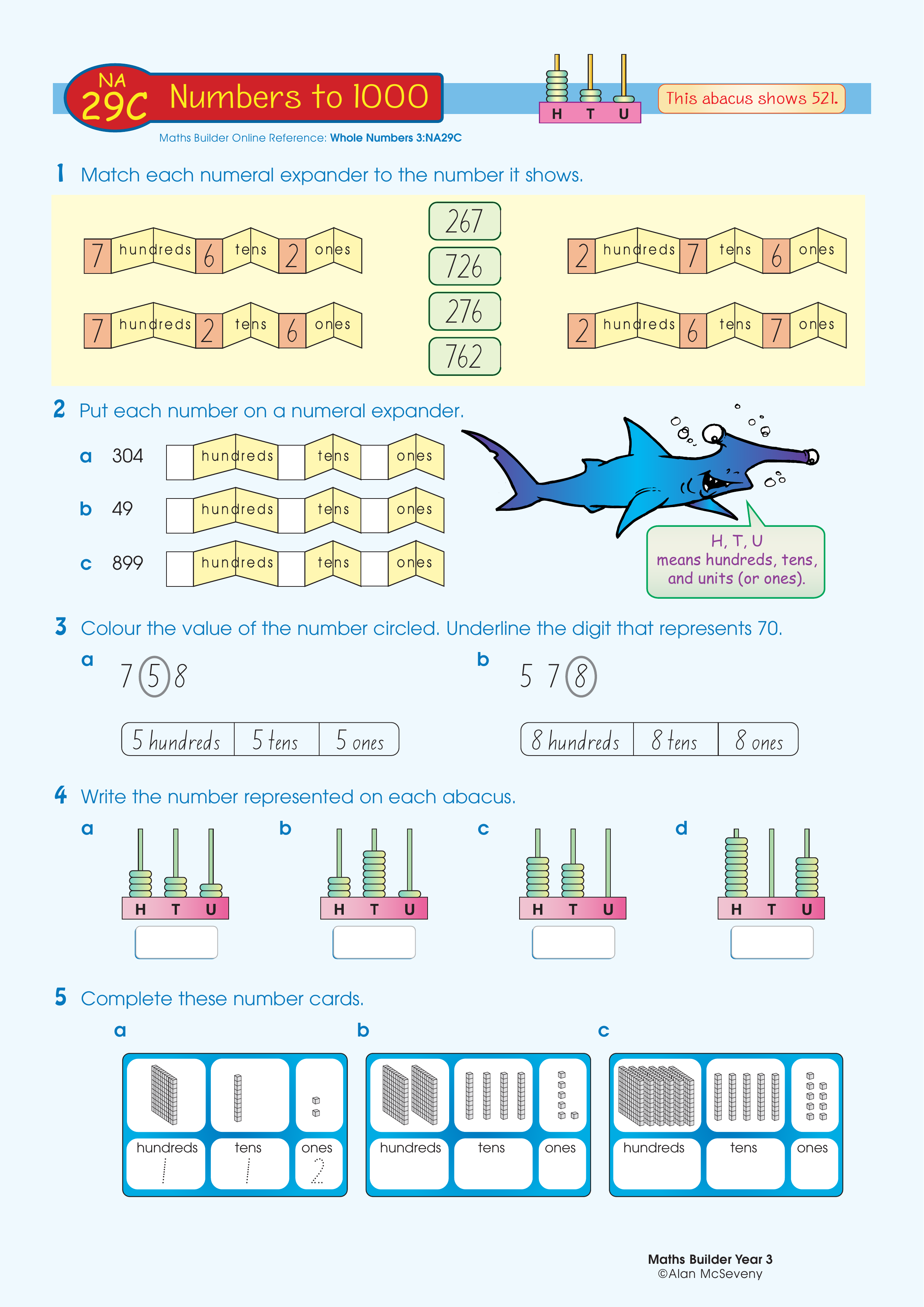 Numbers to 1000 — worksheet preview