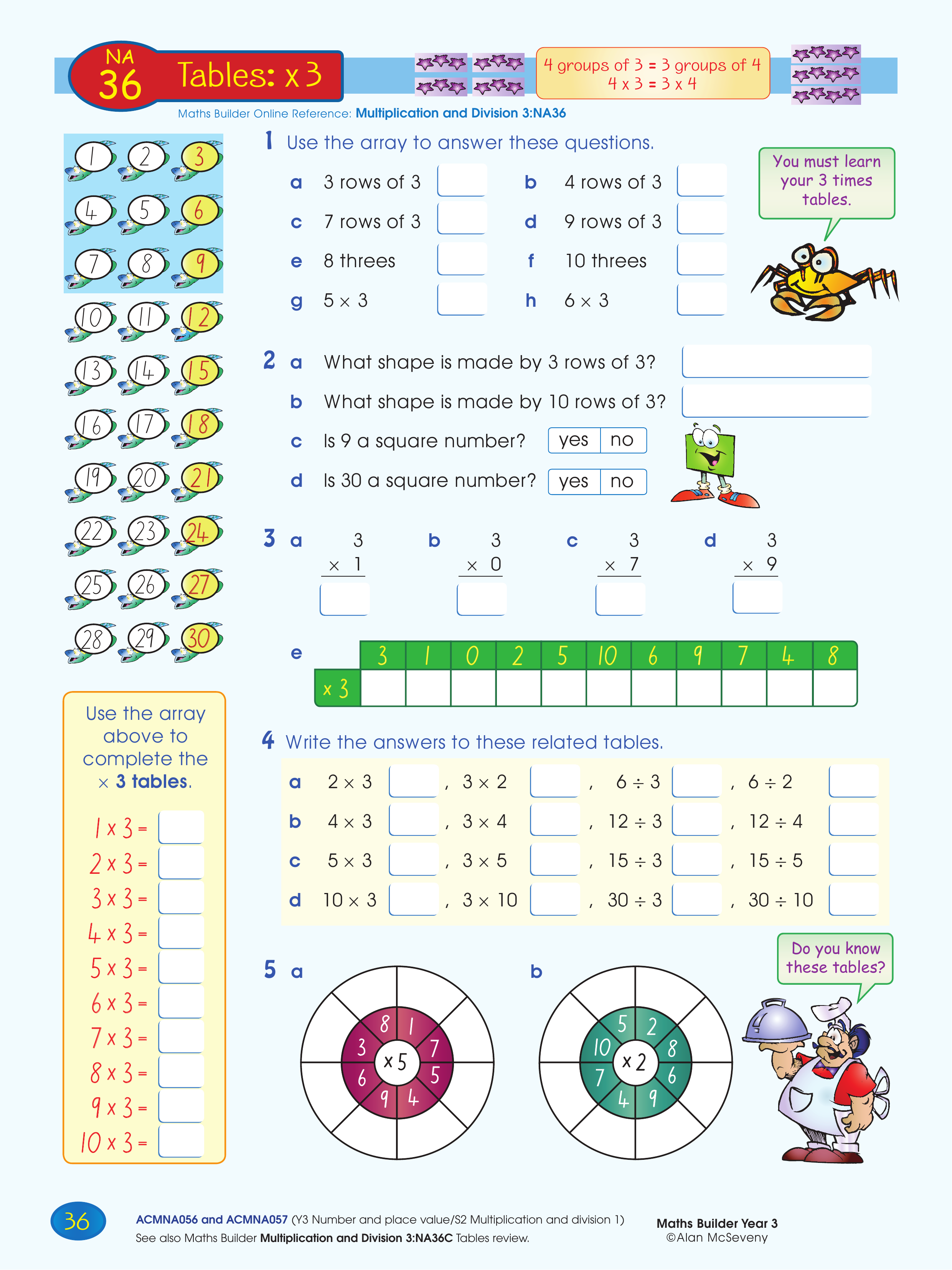 Tables: x 3 — worksheet preview
