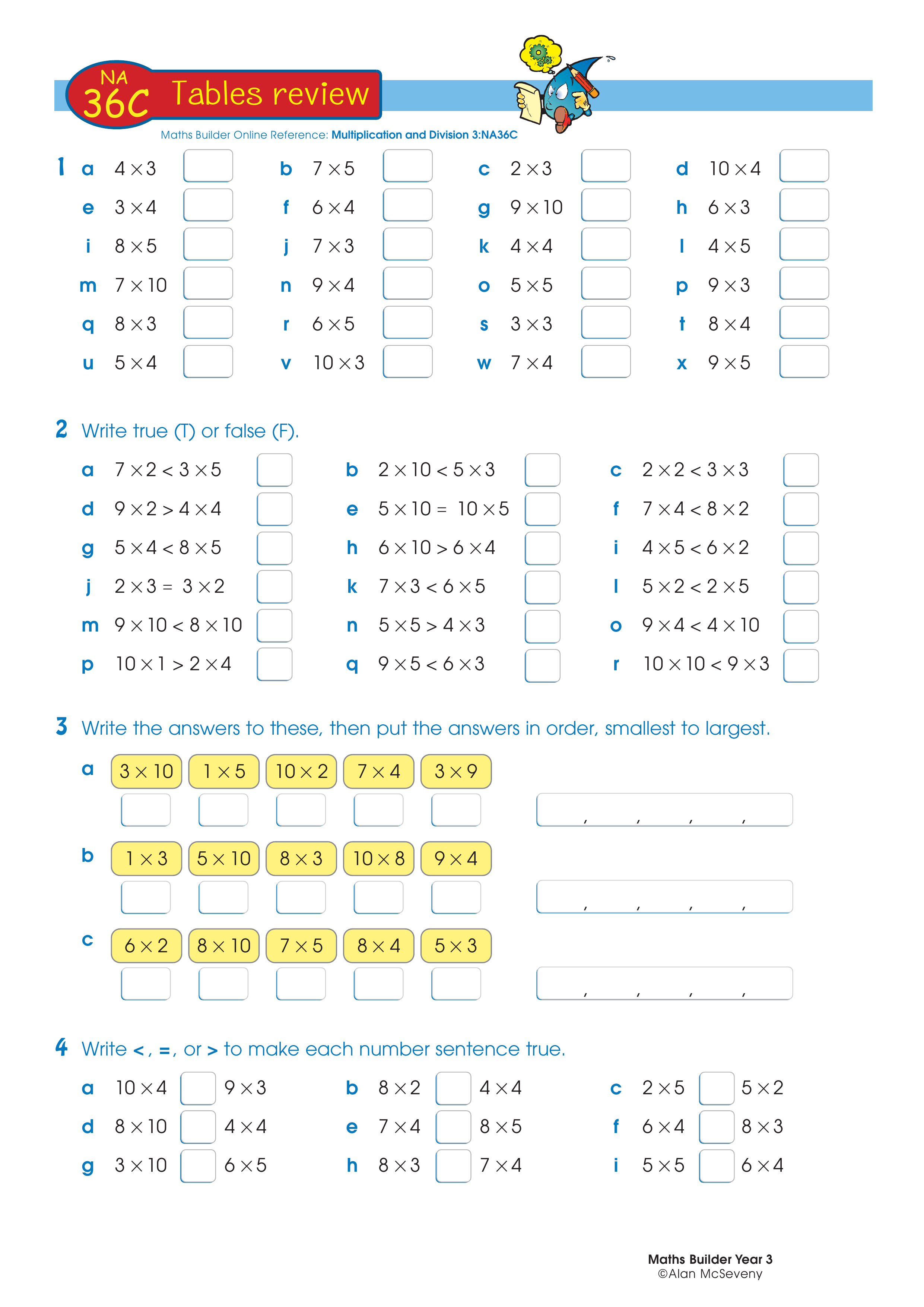 Tables review — worksheet preview