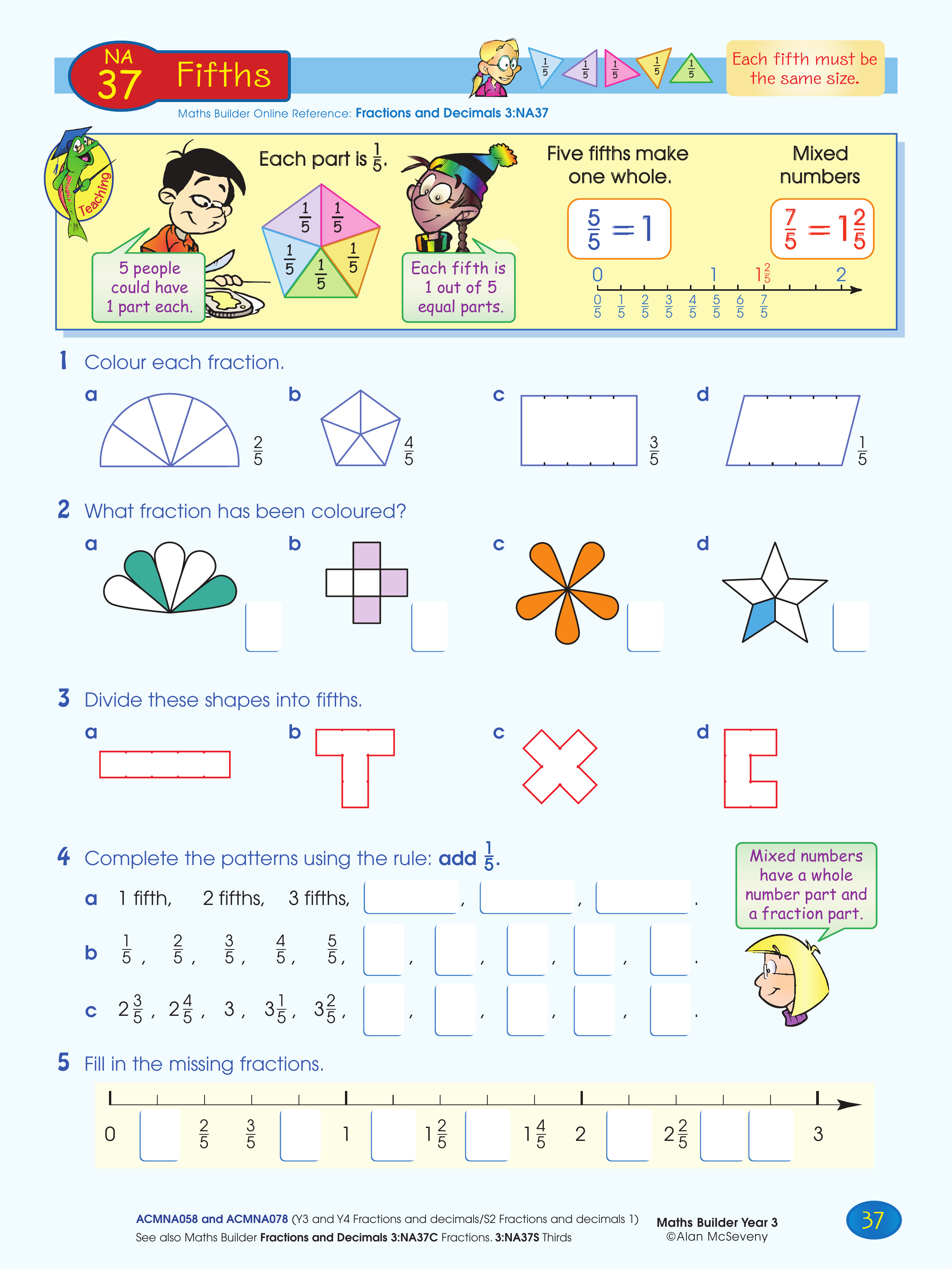 Fifths — worksheet preview