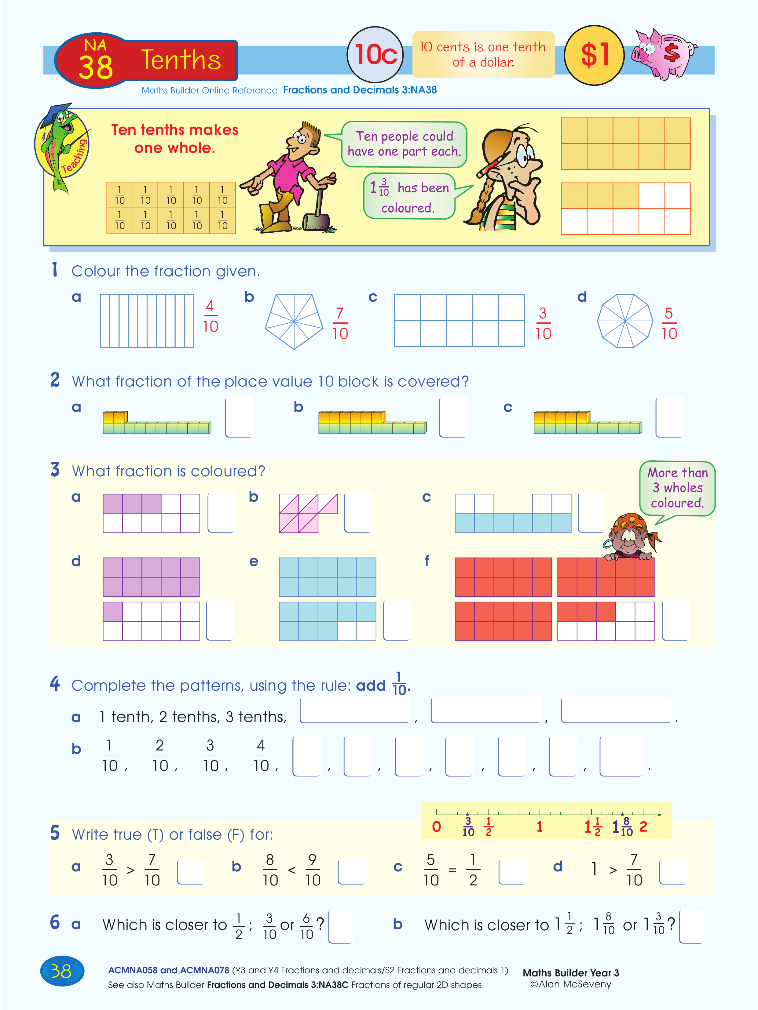 Tenths — worksheet preview