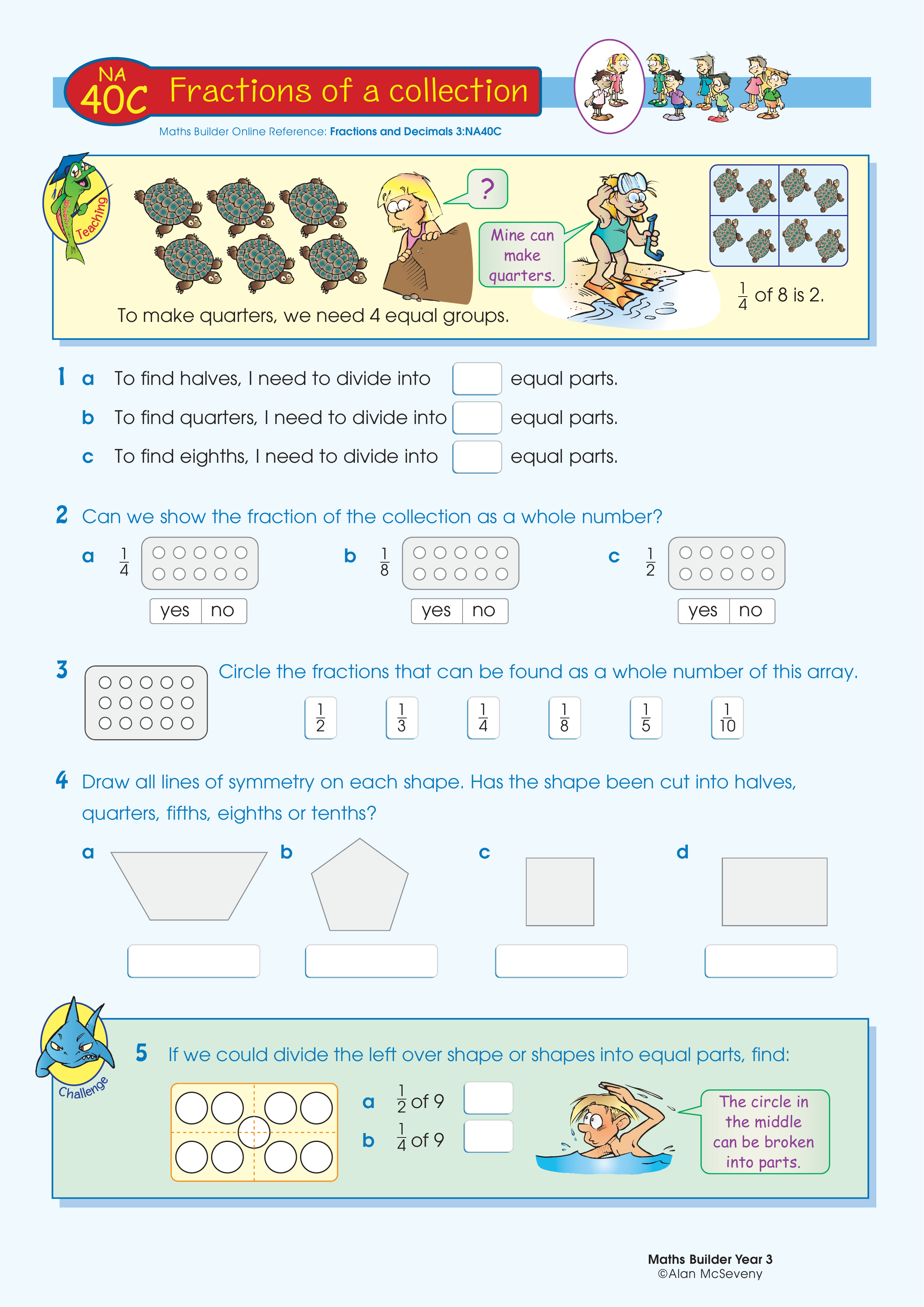 Fractions of a collection — worksheet preview
