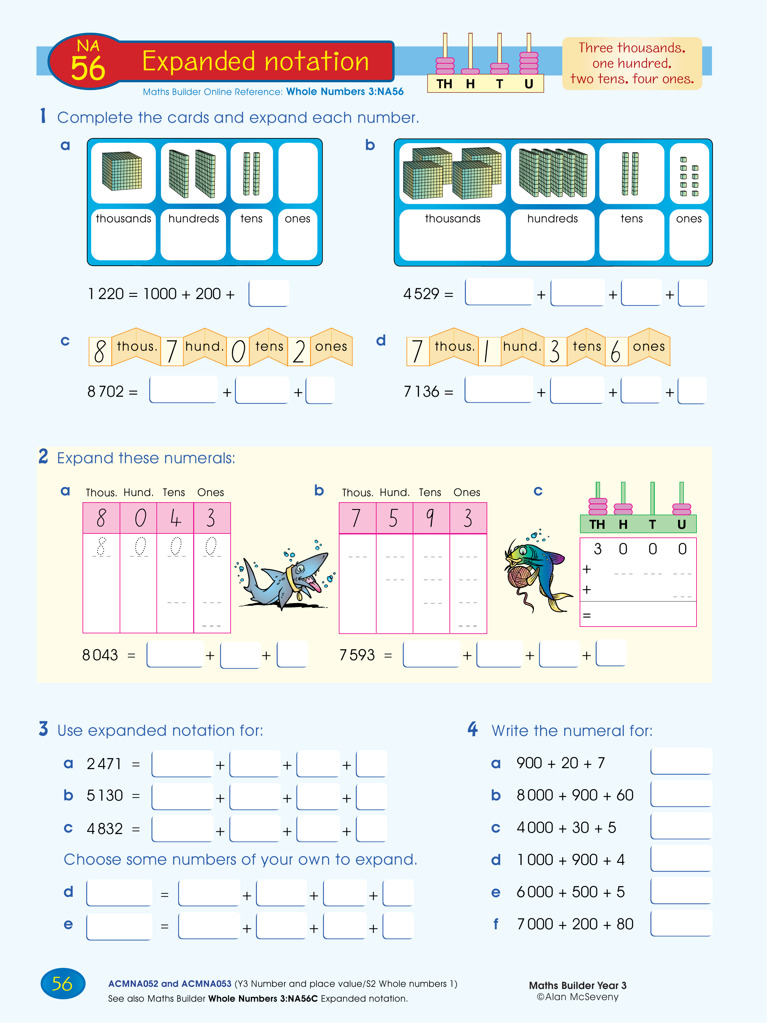 Expanded notation — worksheet preview