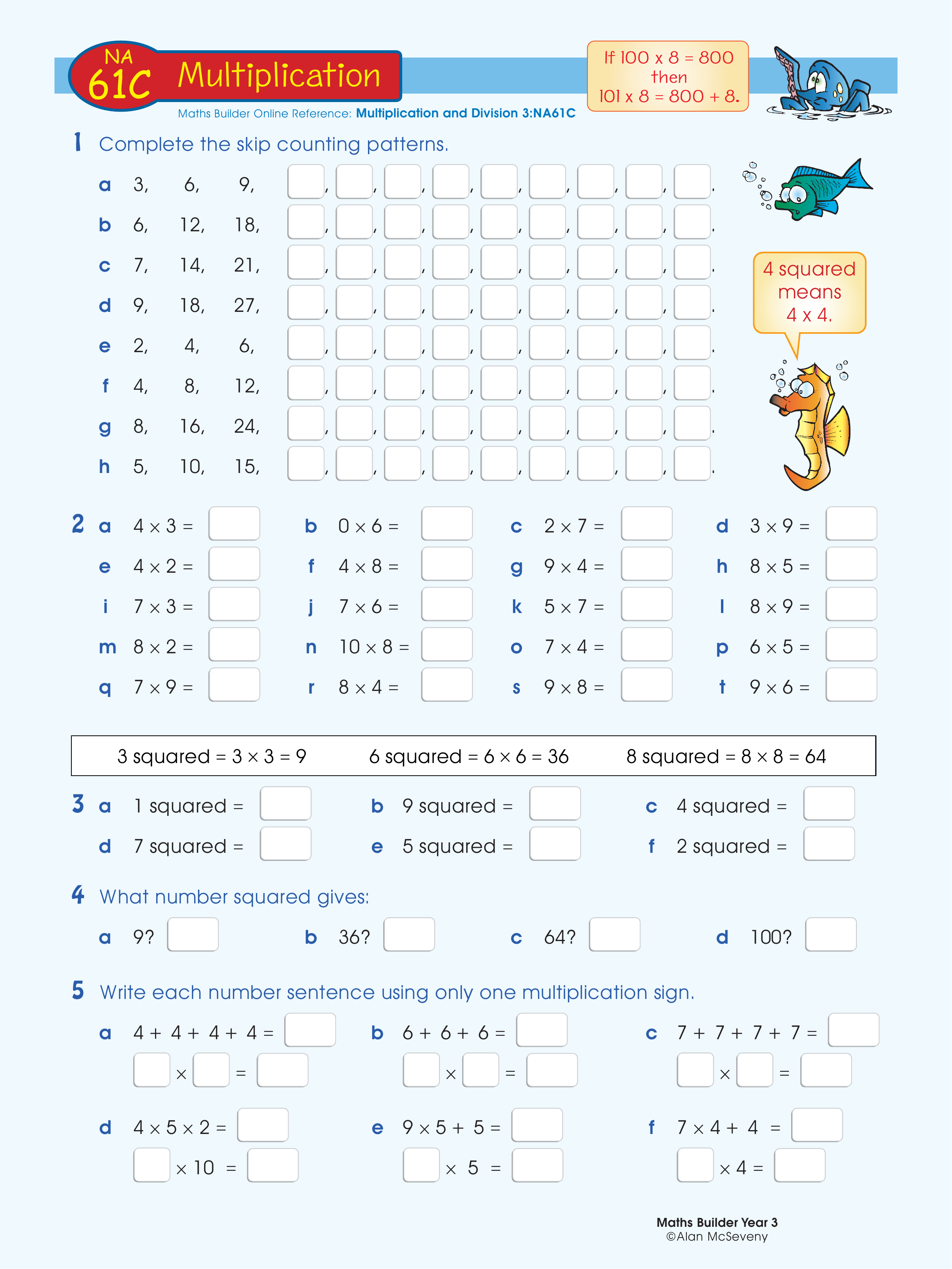 Multiplication — worksheet preview