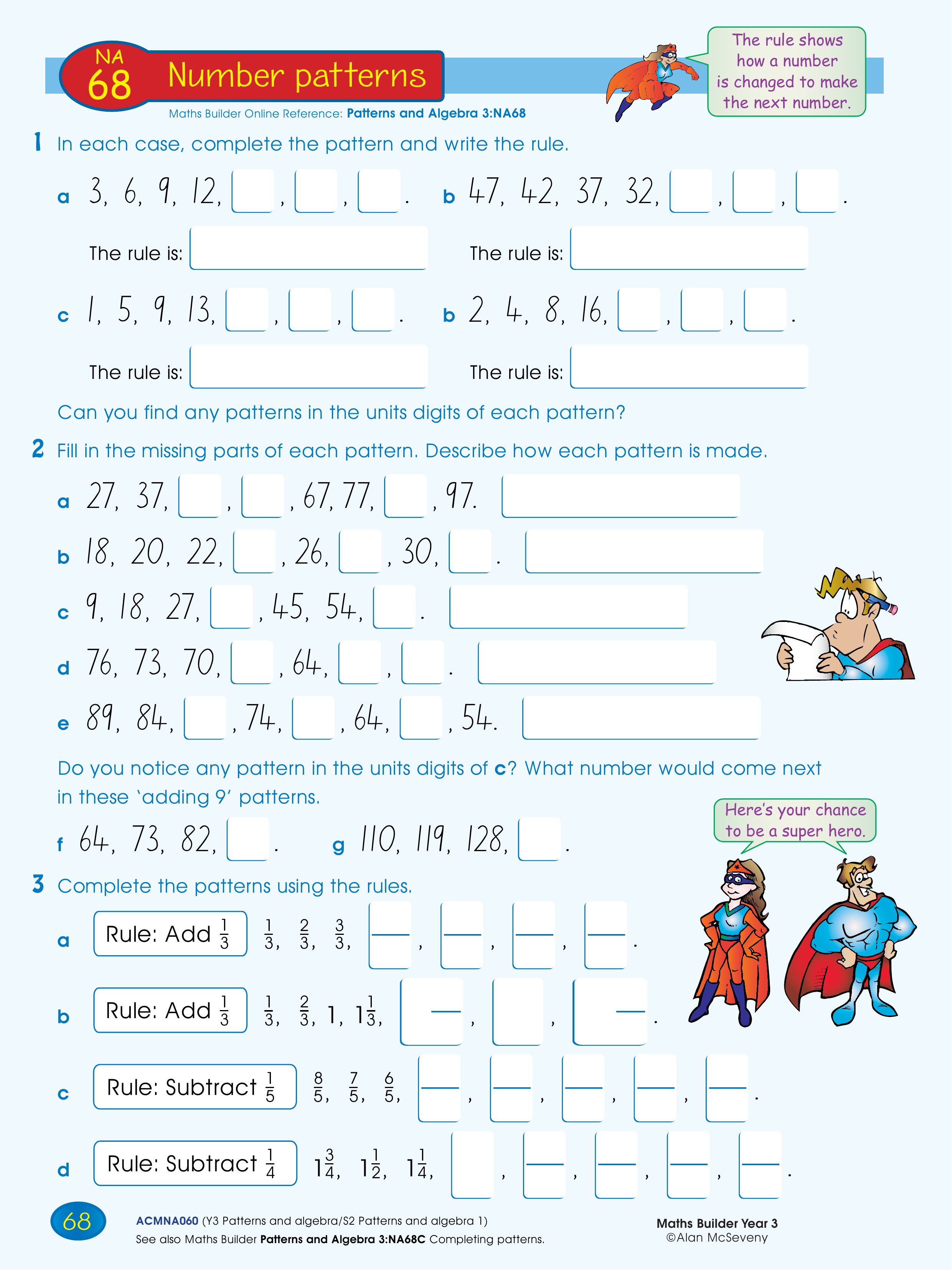 Number patterns — worksheet preview