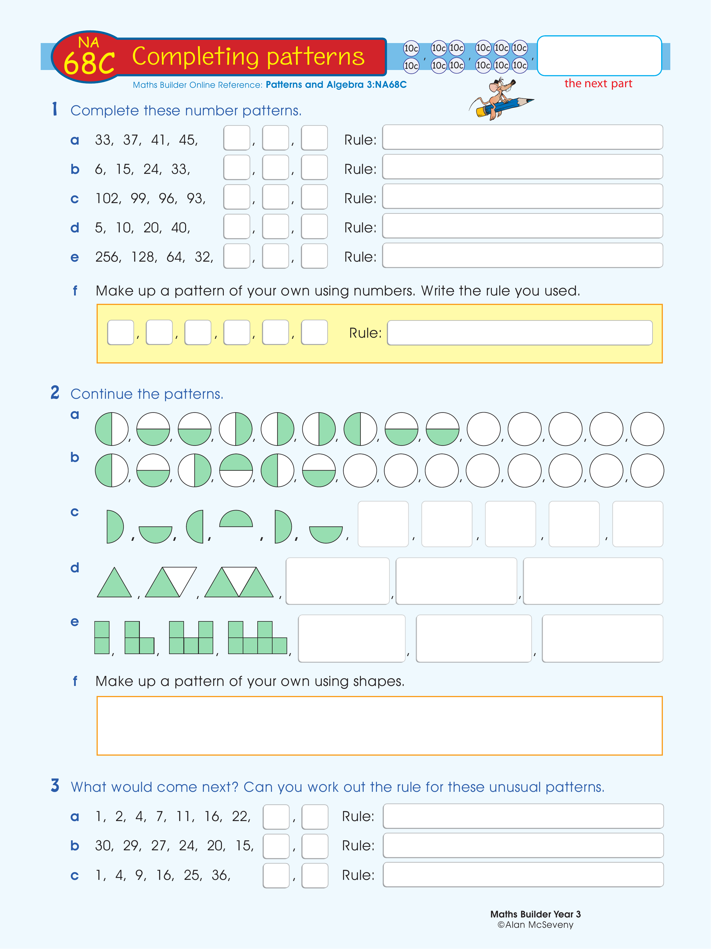 Completing Patterns — worksheet preview