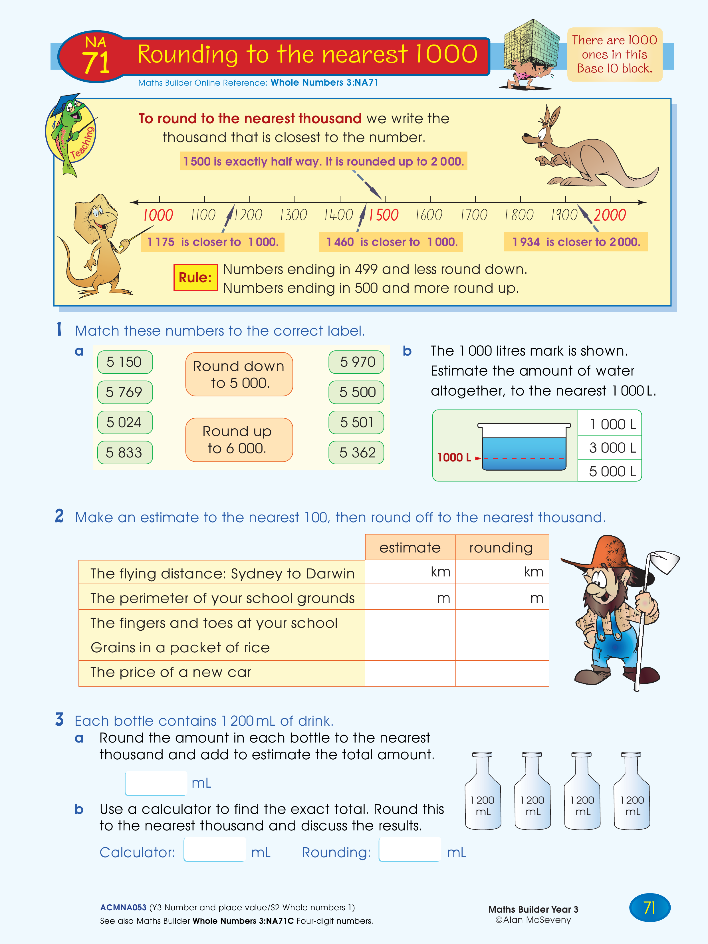 Rounding to the nearest 1000 — worksheet preview
