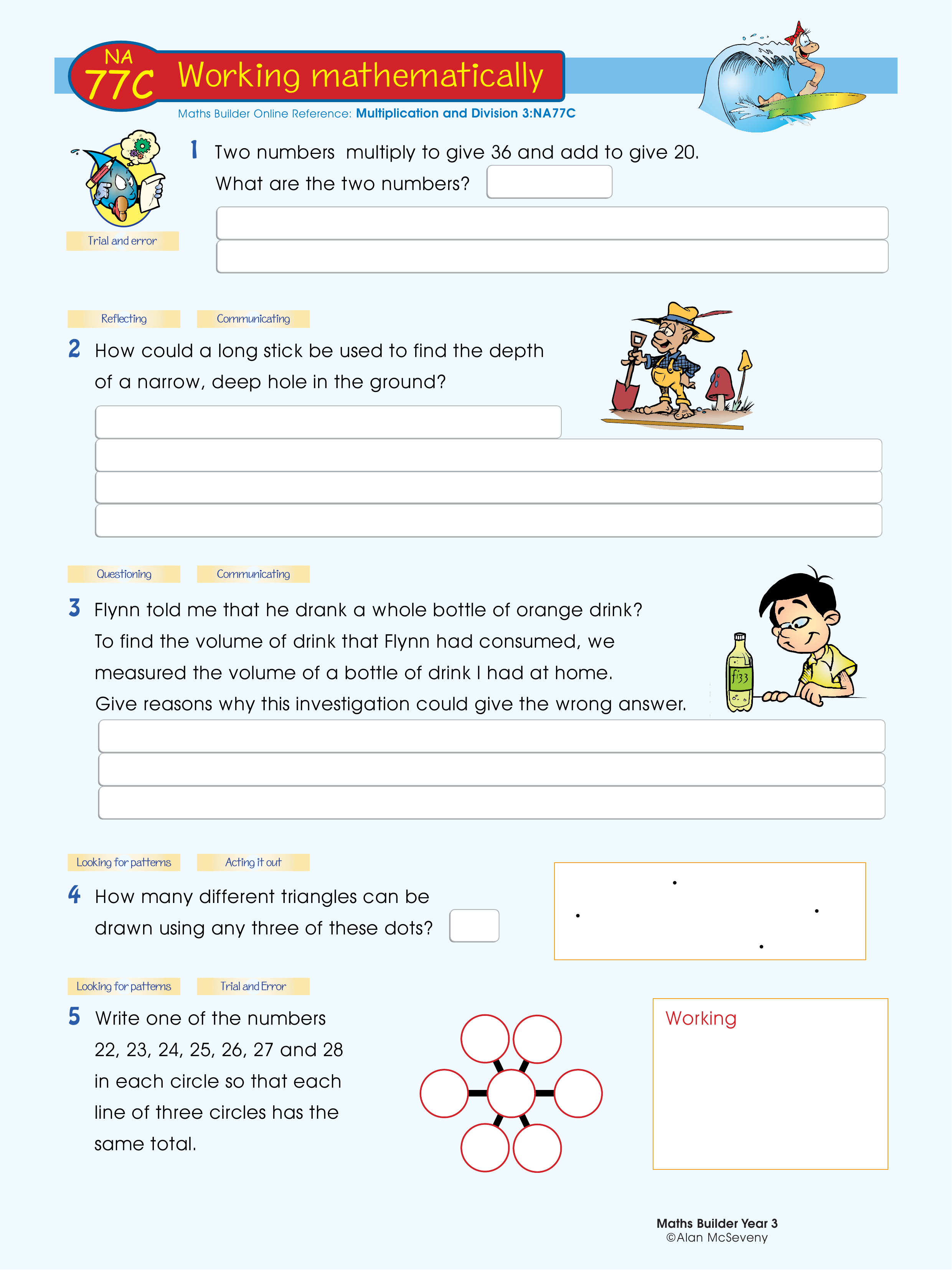 Working mathematically — worksheet preview
