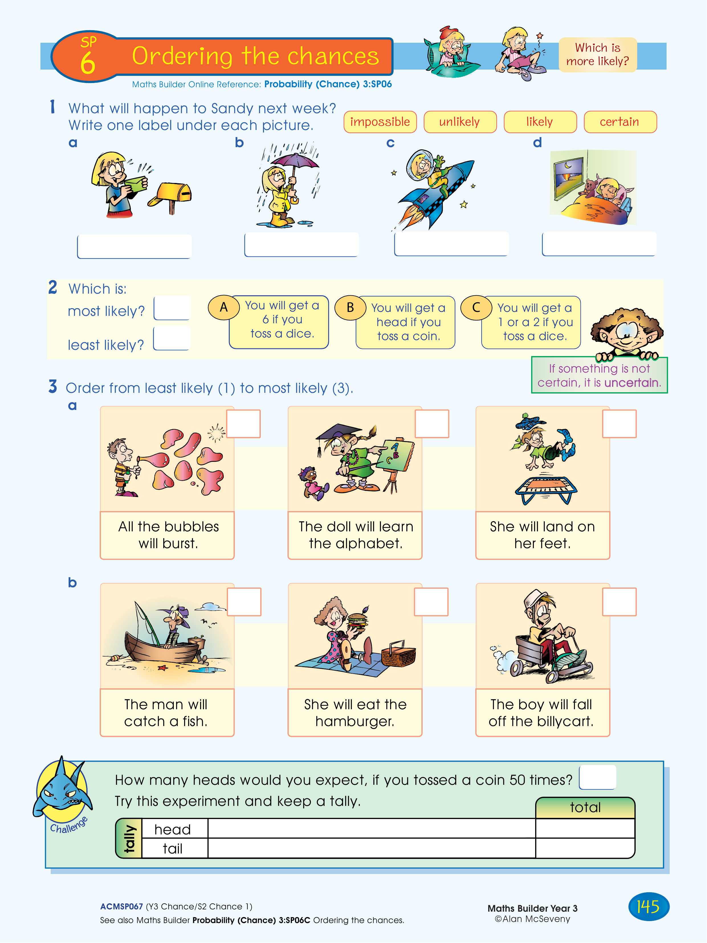 Ordering the chances — worksheet preview