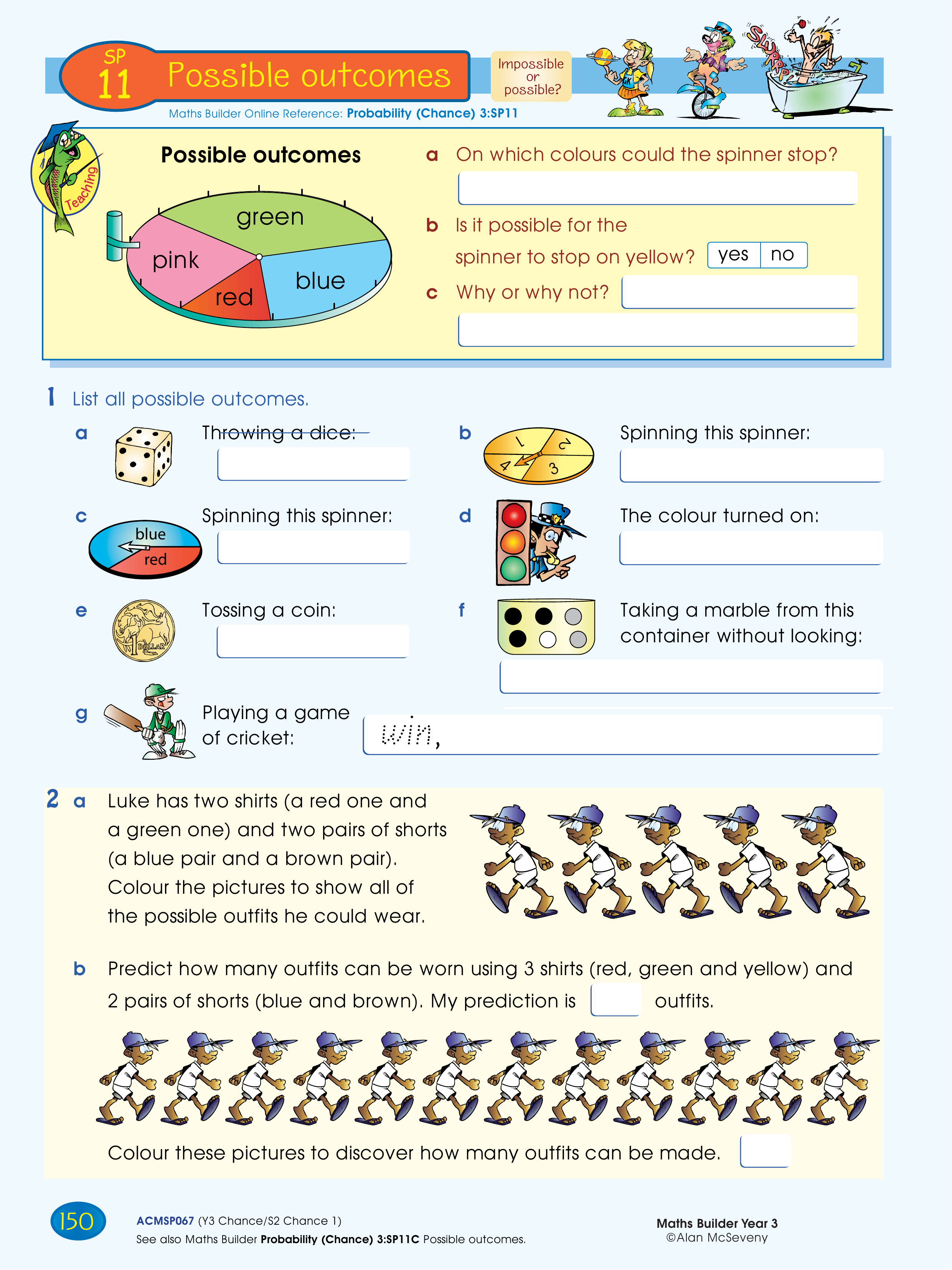 Possible outcomes — worksheet preview