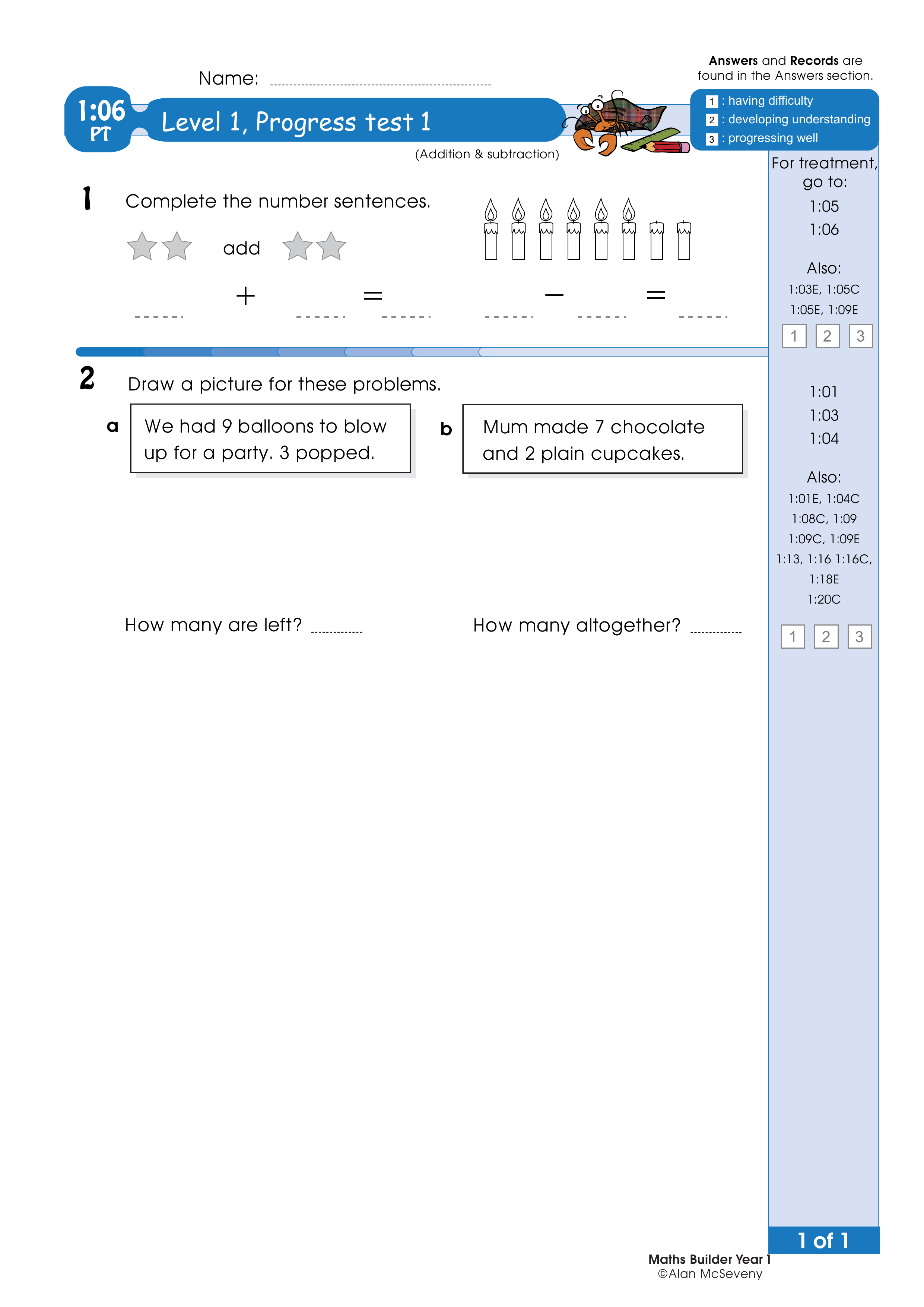 Progress test — worksheet preview