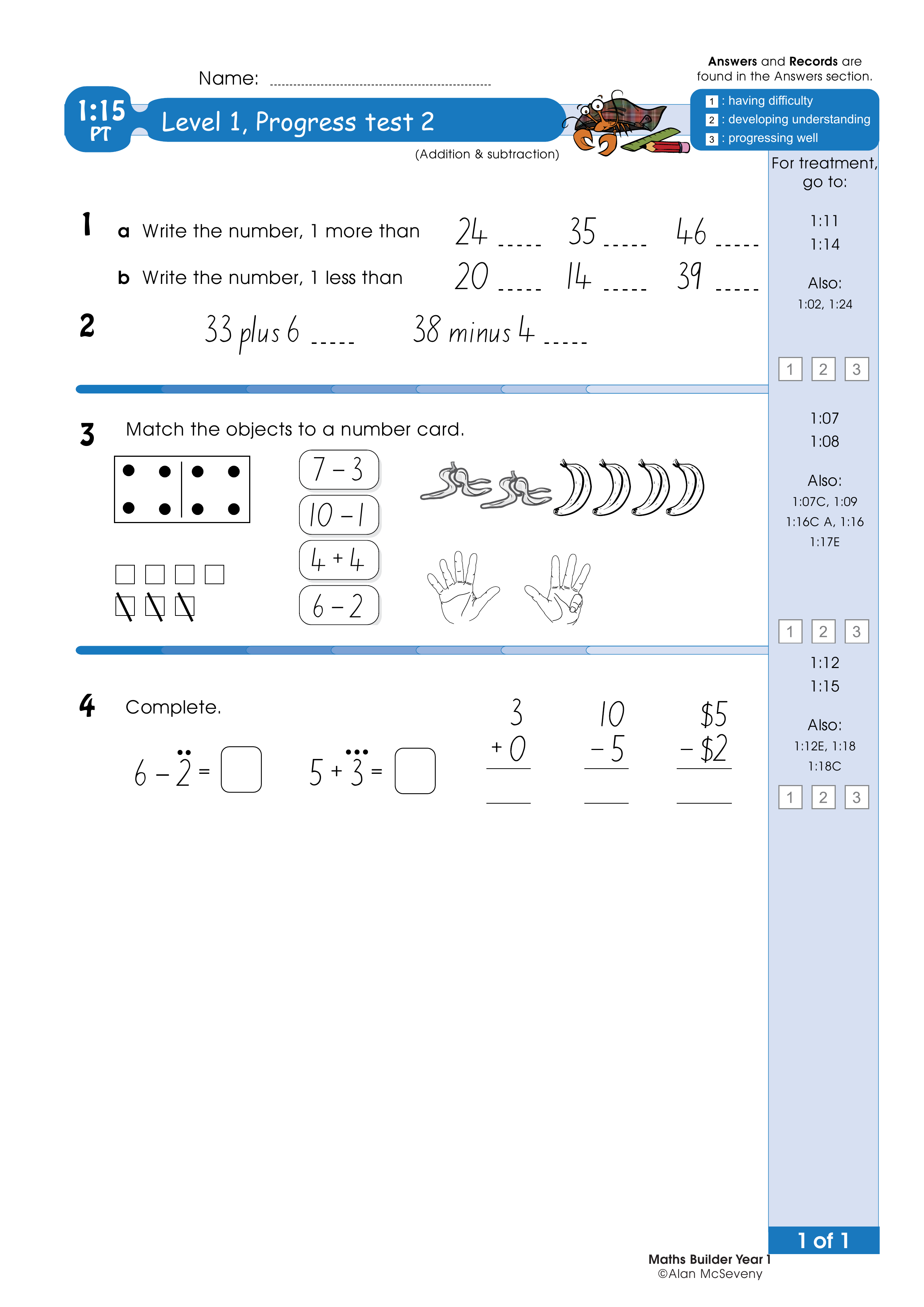 Progress test — worksheet preview