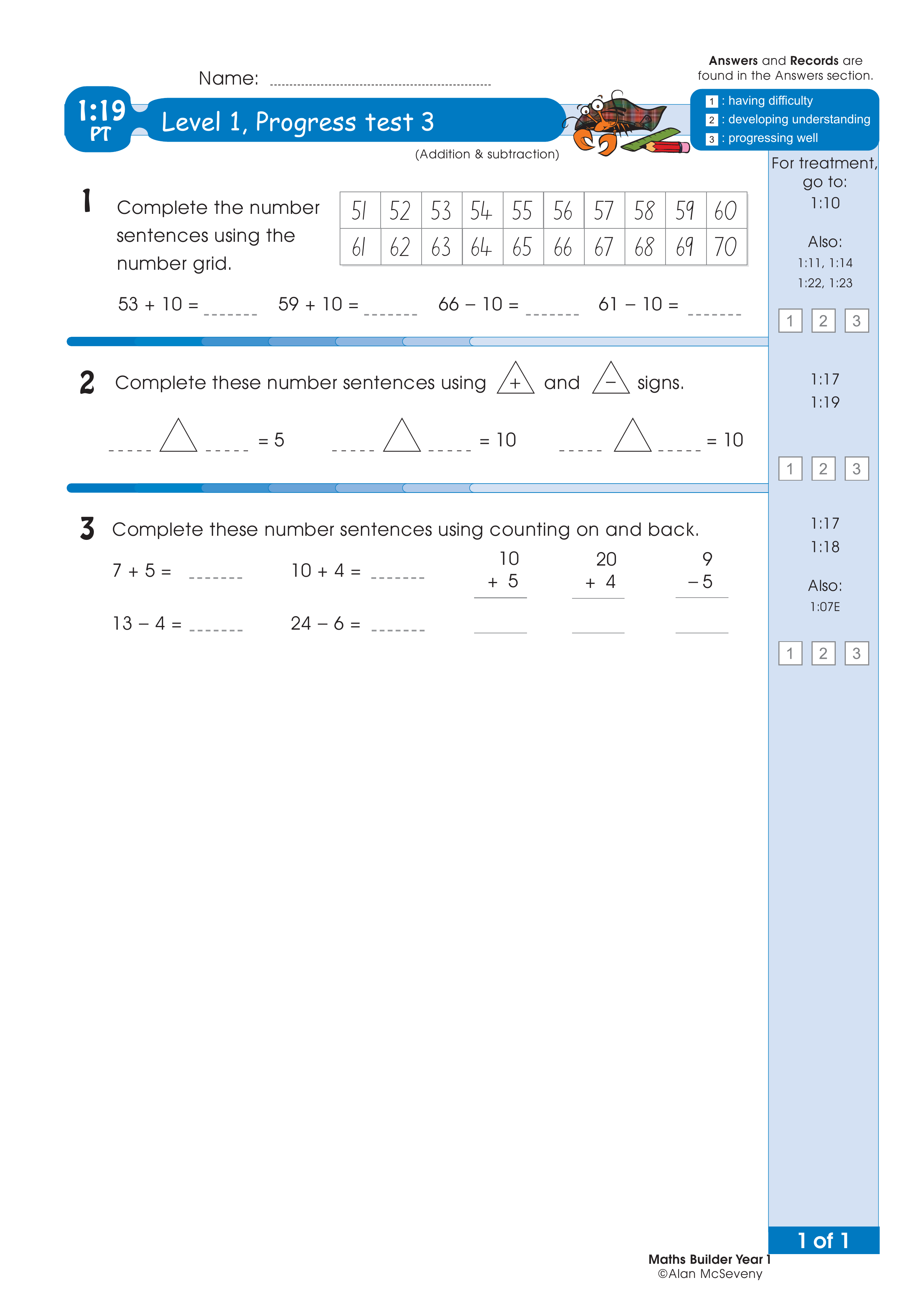 Progress test — worksheet preview