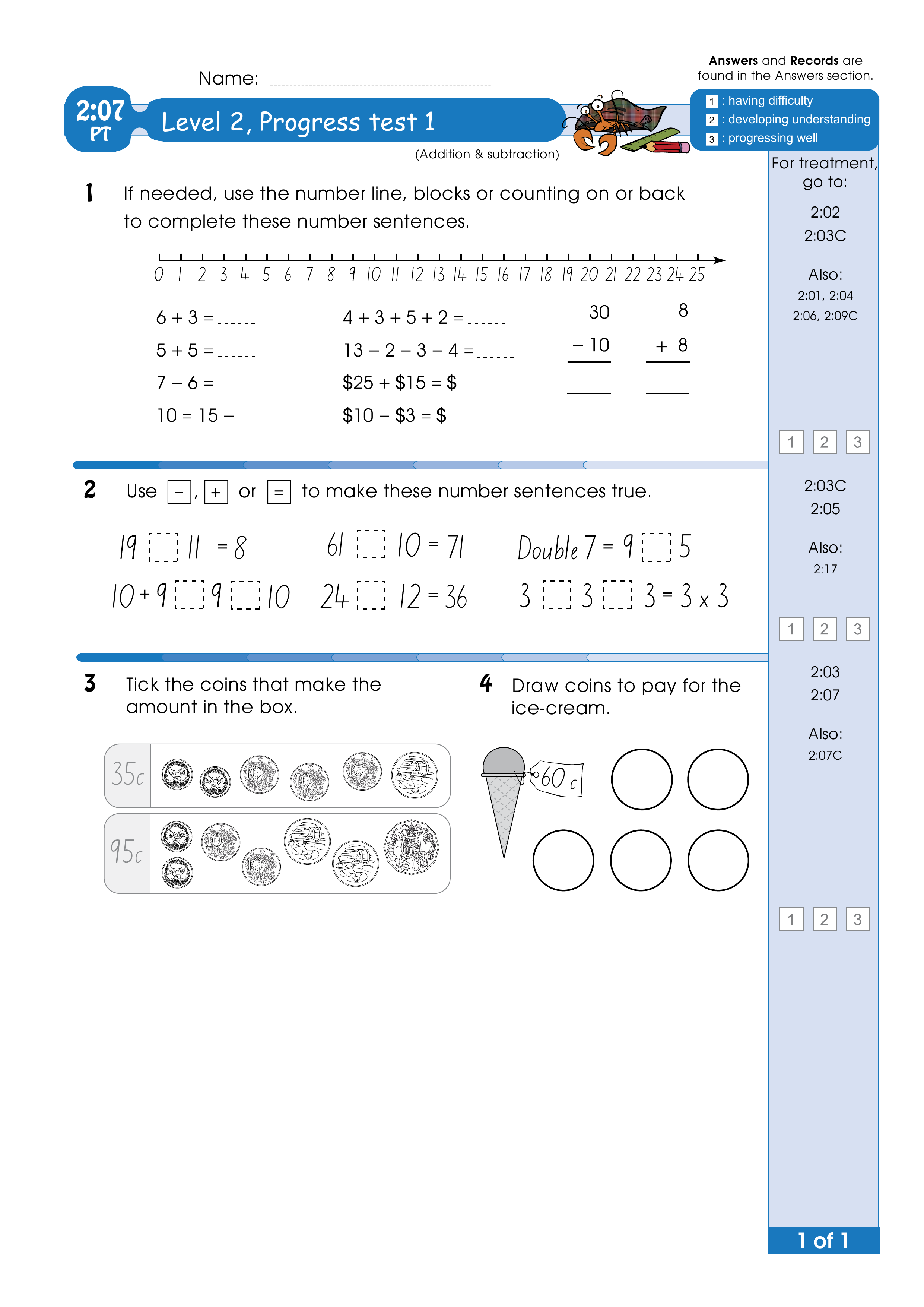 Progress test — worksheet preview