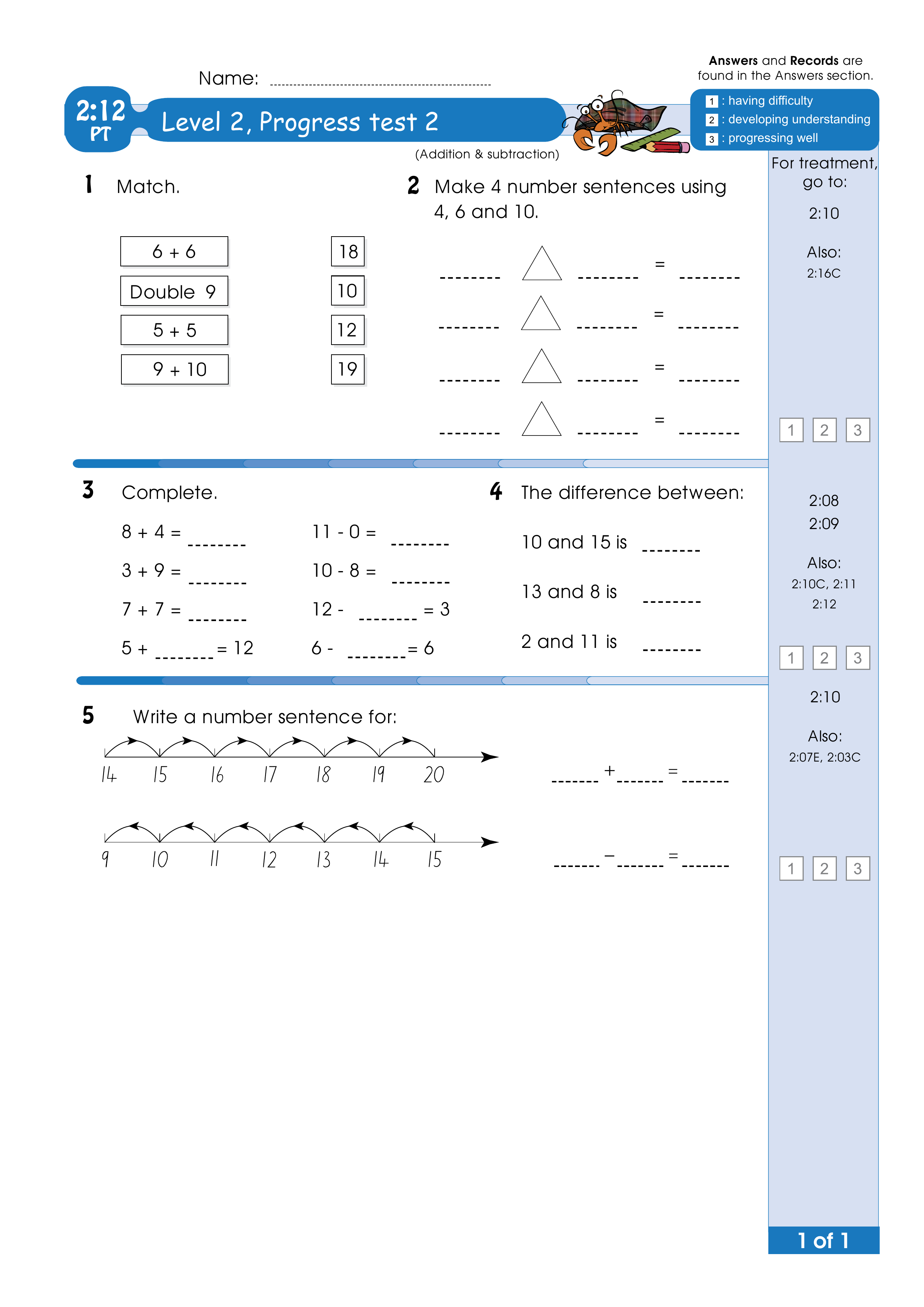 Progress test — worksheet preview