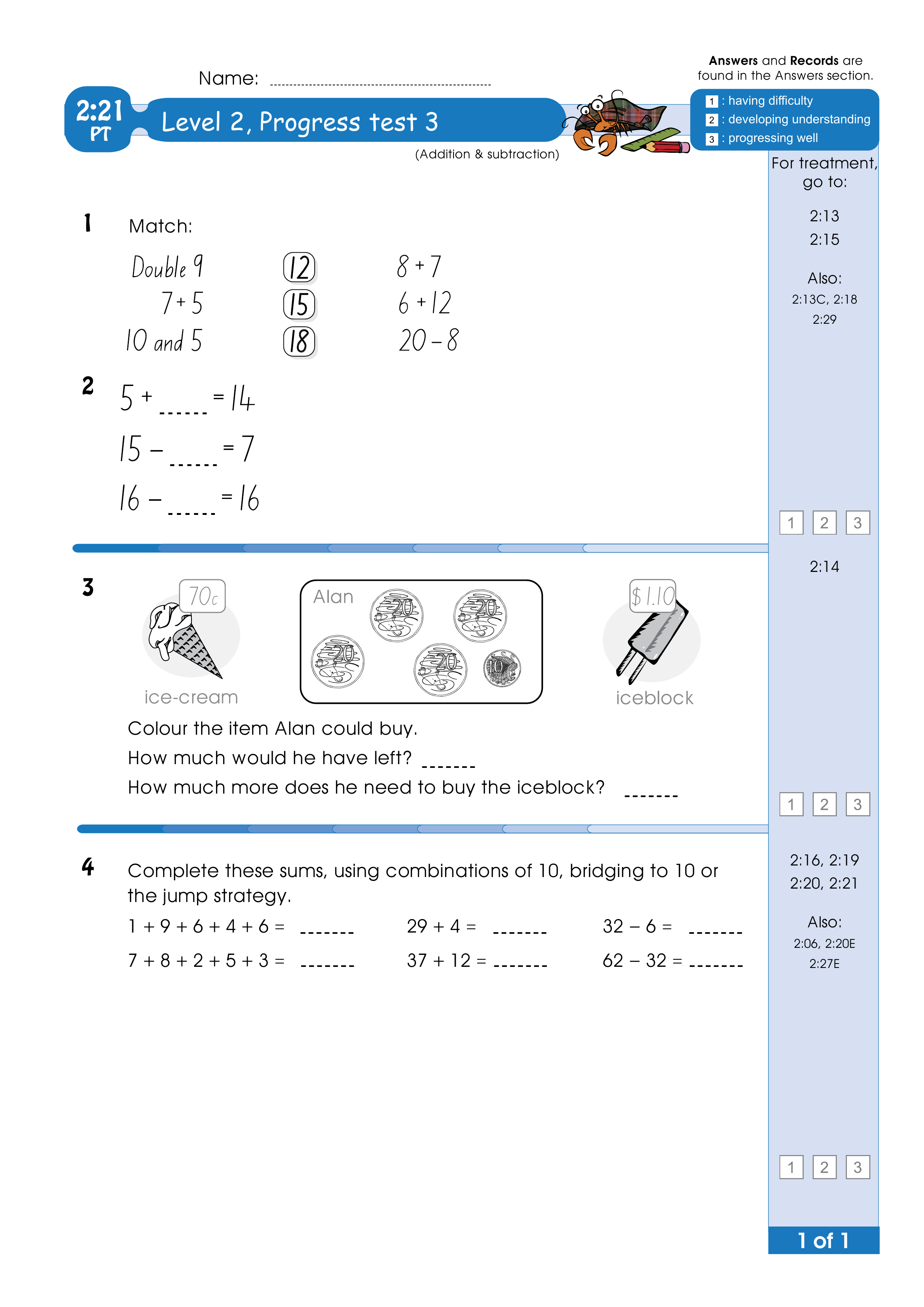 Progress test — worksheet preview