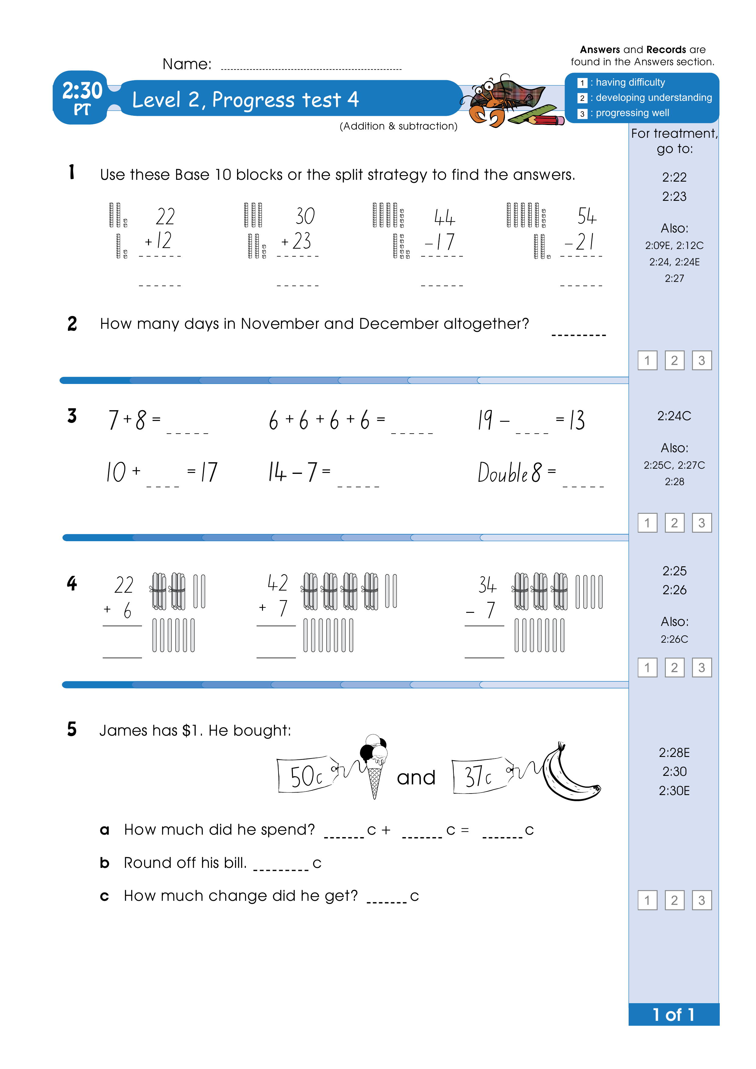 Progress test — worksheet preview