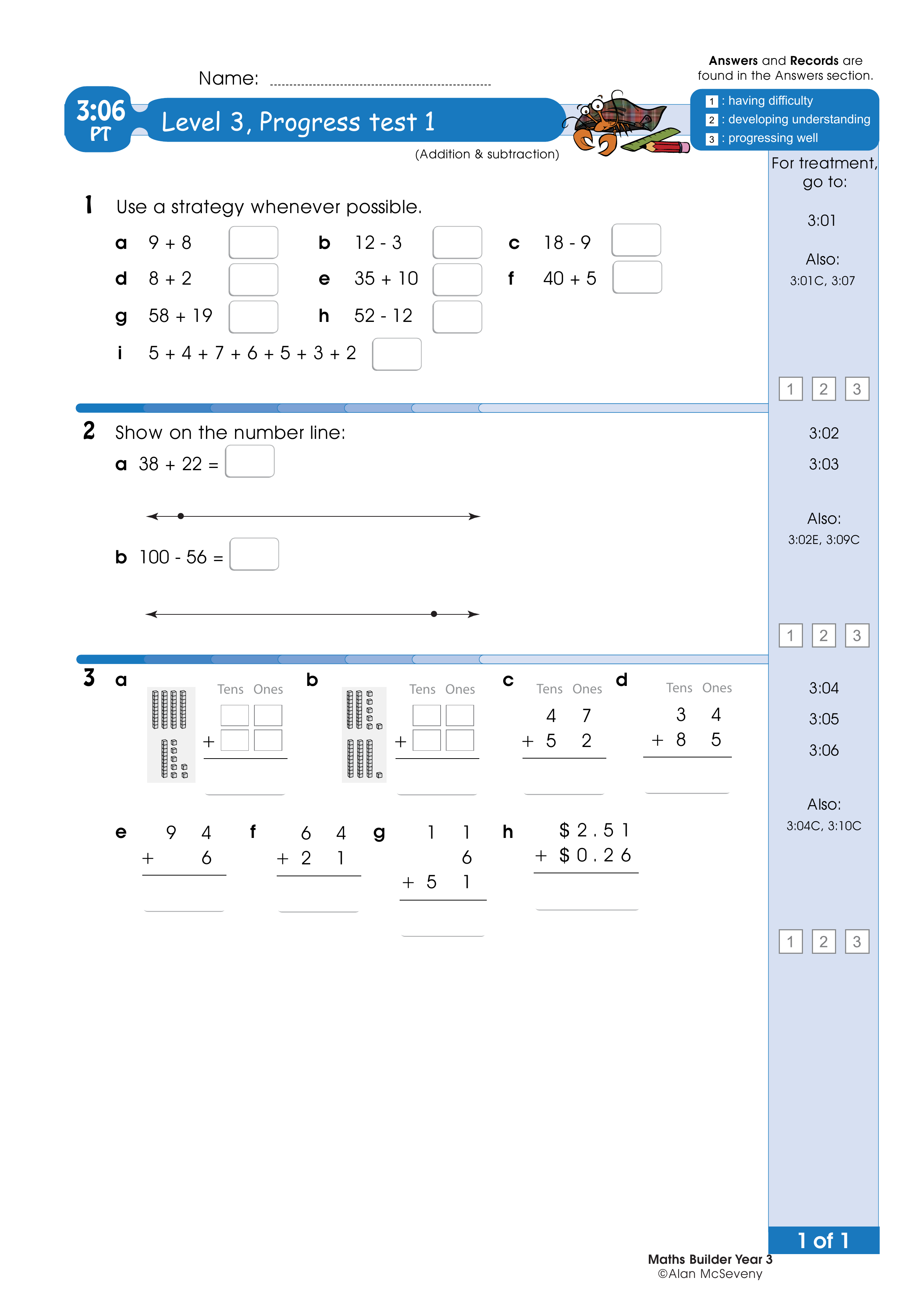 Progress test — worksheet preview