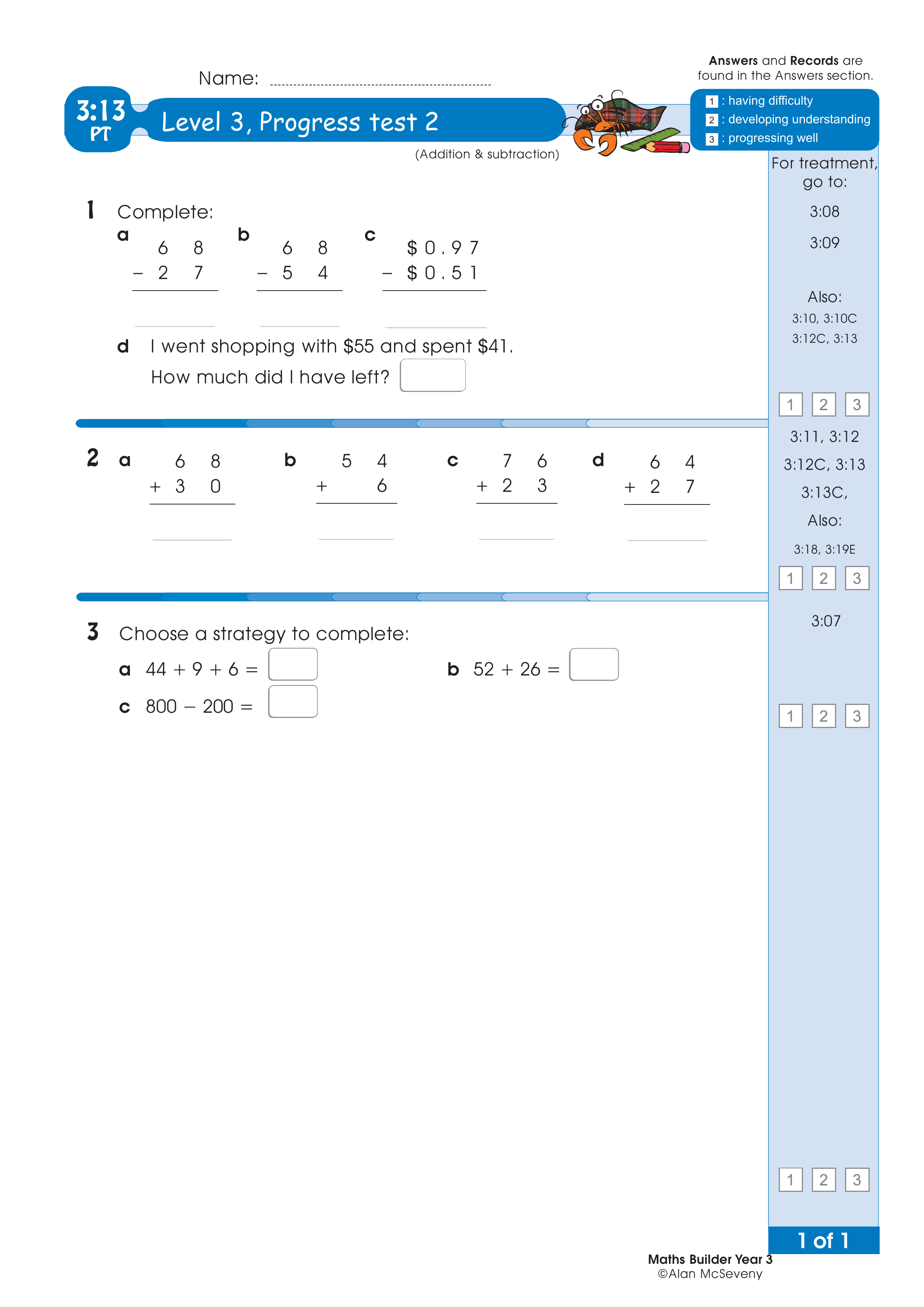 Progress test — worksheet preview